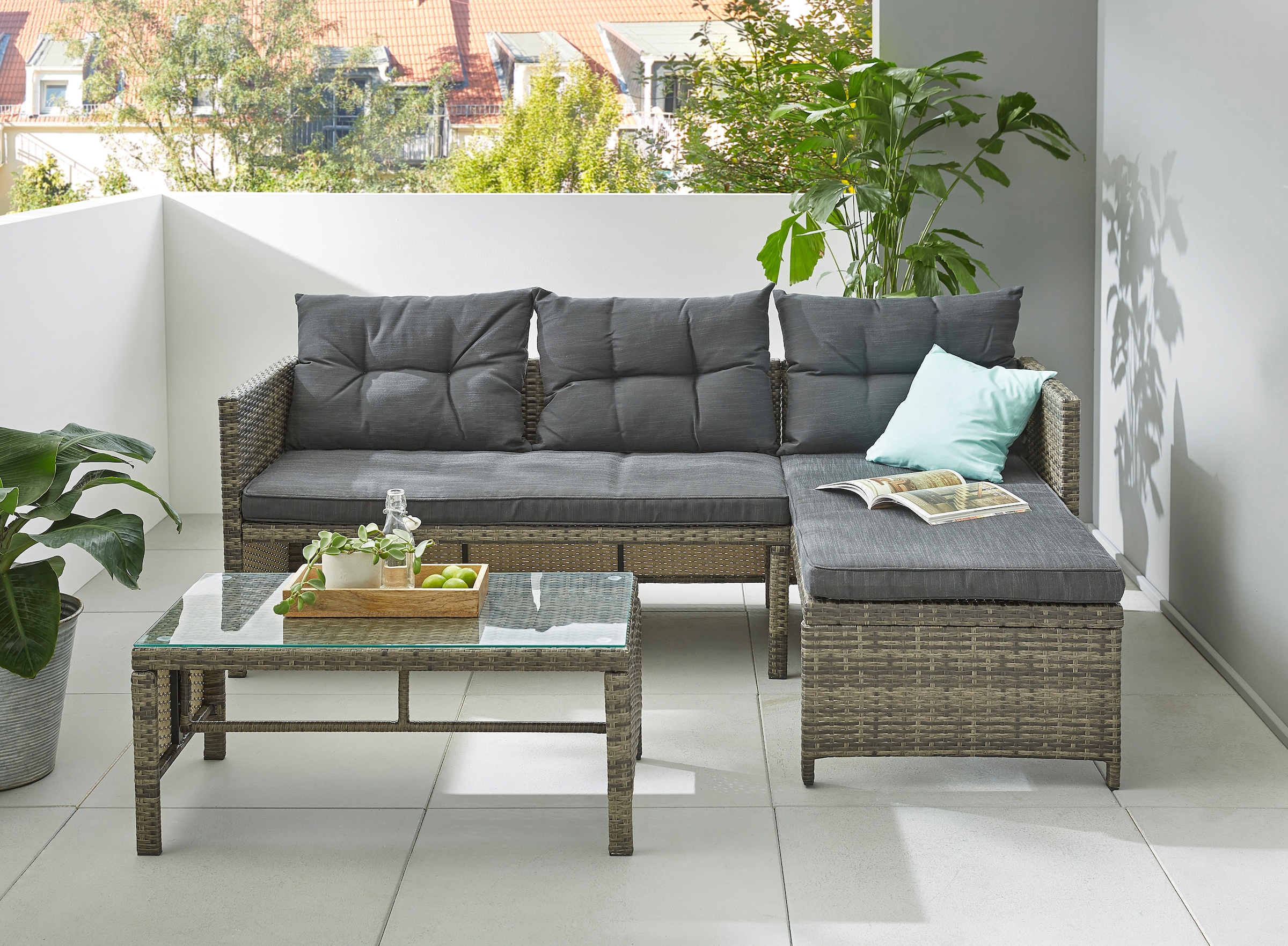 Gartenlounge-Set »Cádiz«, (Set, 7 tlg., 1x Eckbank, 1x Tisch 80x45x37cm, inkl....