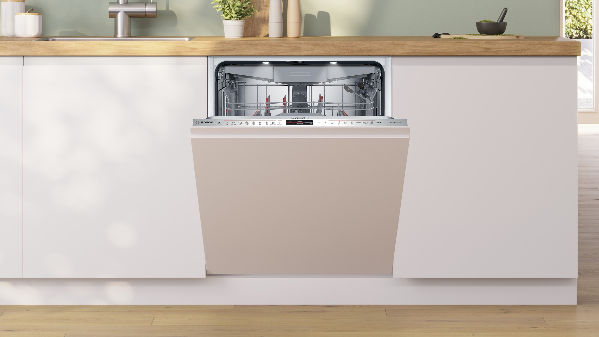 BOSCH vollintegrierbarer Geschirrspüler Serie 8 »SBD8YCX04E« 14 tlg. Maßgedecke Extra Clean Zone für hartnäckigen Schmutz und 2x besseres Trocknen