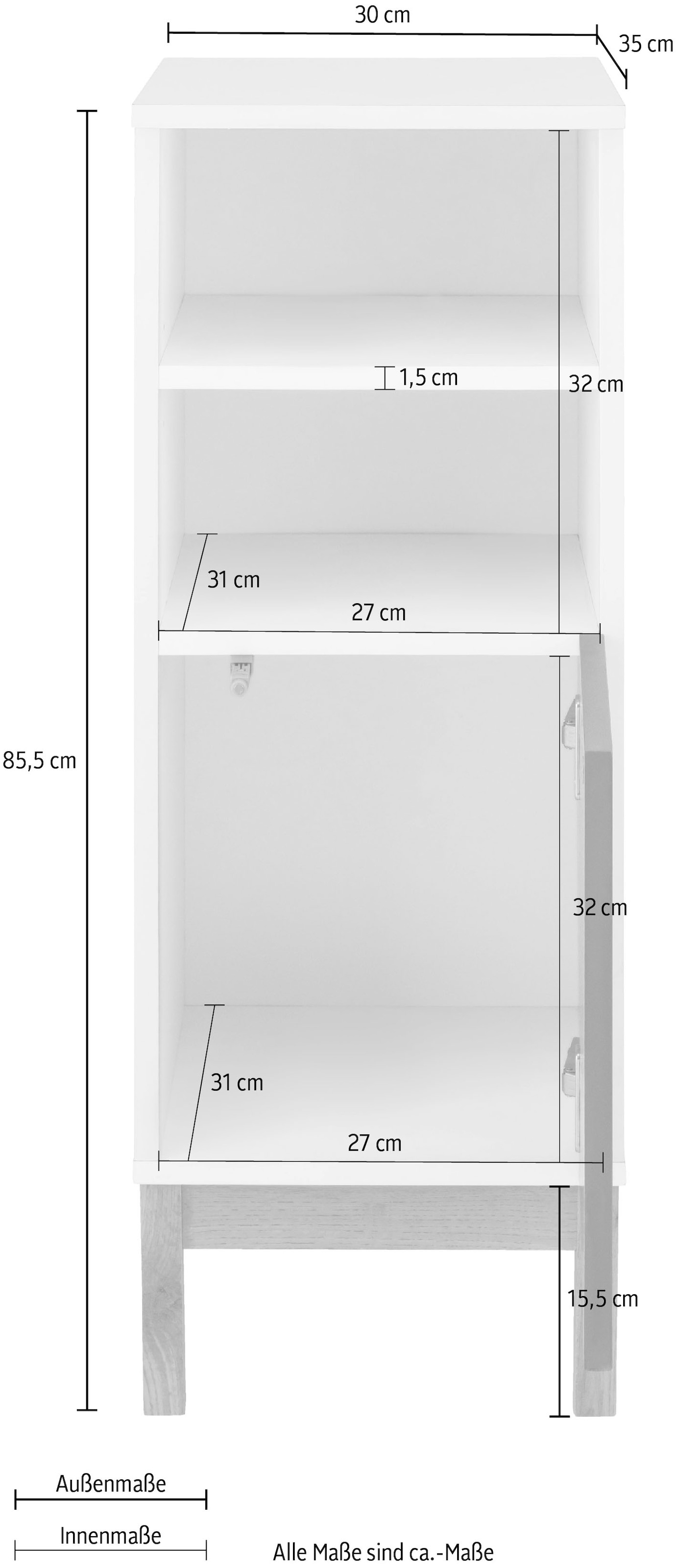 andas Unterschrank »Stian«, mit Push-to-open Funktion, Breite 30 cm, Höhe  85,5 cm kaufen | BAUR