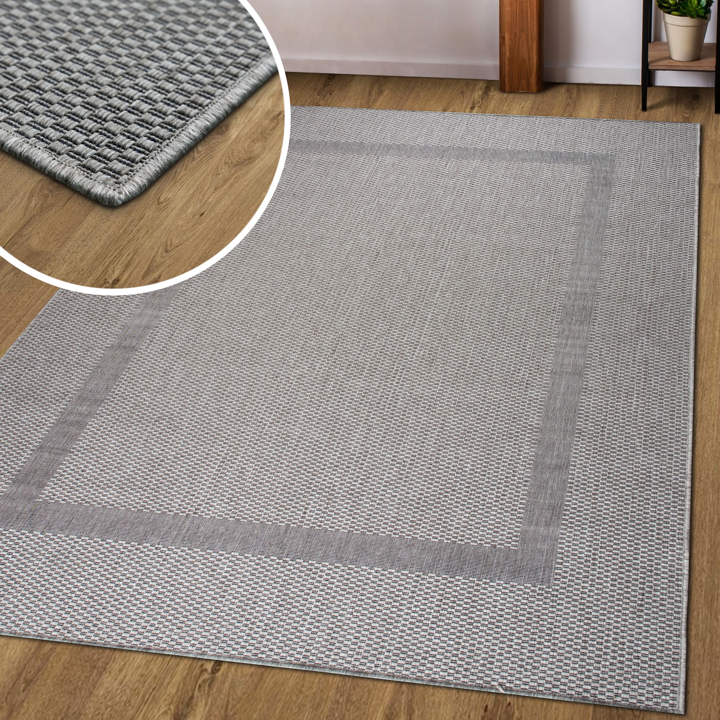 my home Teppich »Venedig Bordüre auch als Läufer erhältlich«, rechteckig, 3 mm Höhe, In- und Outdoor geeignet, Sisal-Optik, Wetterfest & UV-beständig