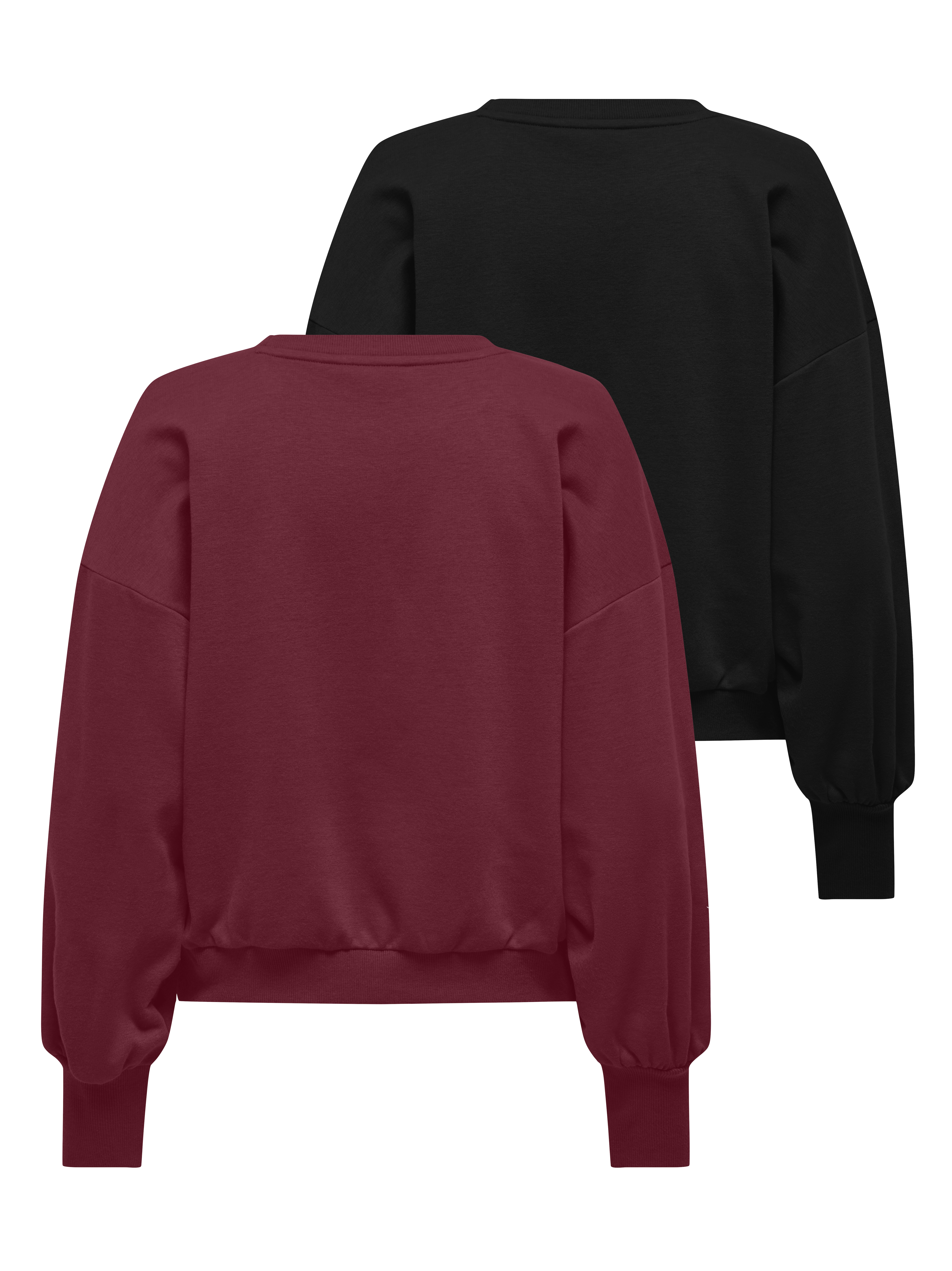 ONLY Sweatshirt "ONLBROOKE L/S O-NECK SOLID 2 PACK SWT", 2 Baumwollmischung, regular fit