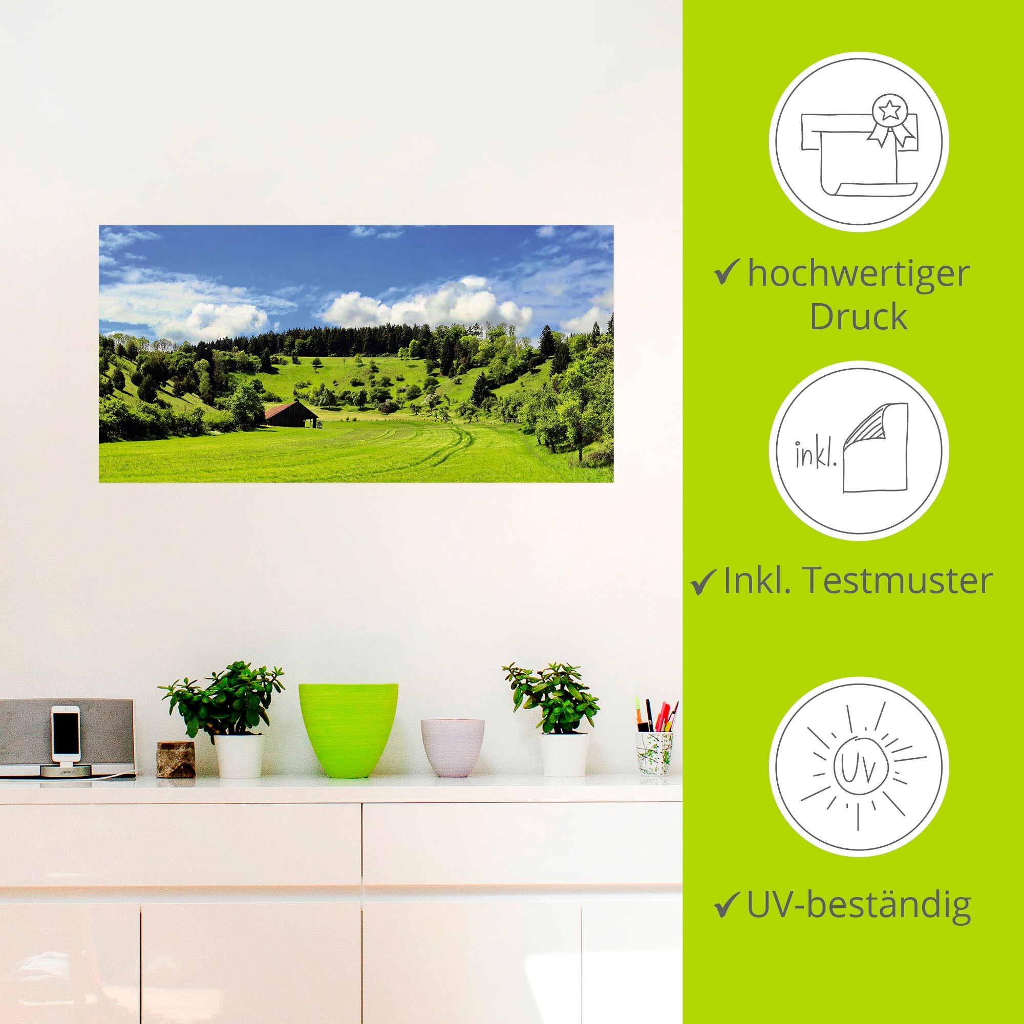 Artland Wandbild »Traumhafte Landschaft im Schwarzwald«, Wiesen & Baumbilder, (1 St.), als Alubild, Outdoorbild, Leinwandbild, Wandaufkleber, versch. Größen