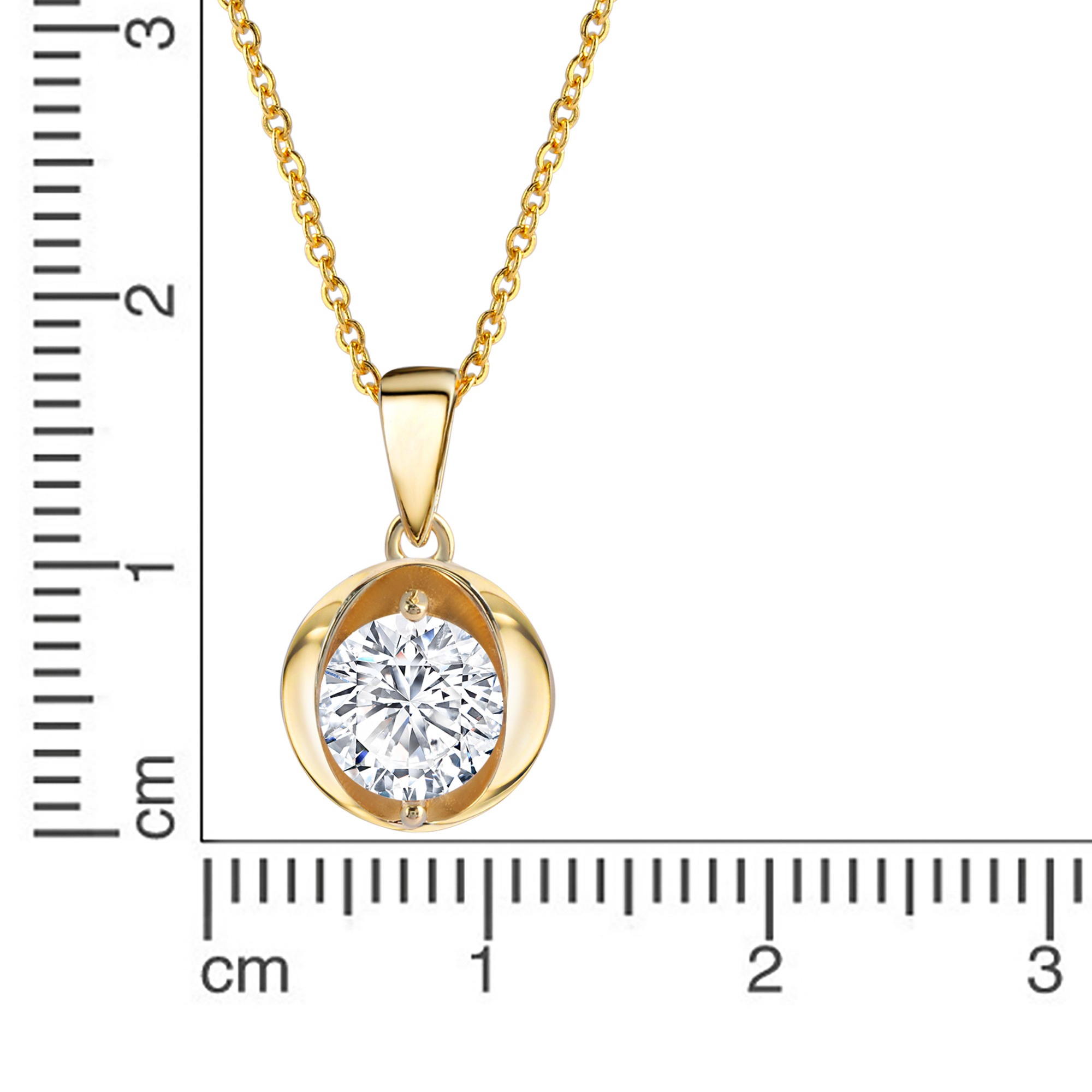 Zeeme Kette mit Anhänger »Silber 925 vergoldet 45cm lang mit weißem Zirkonia-Stein«