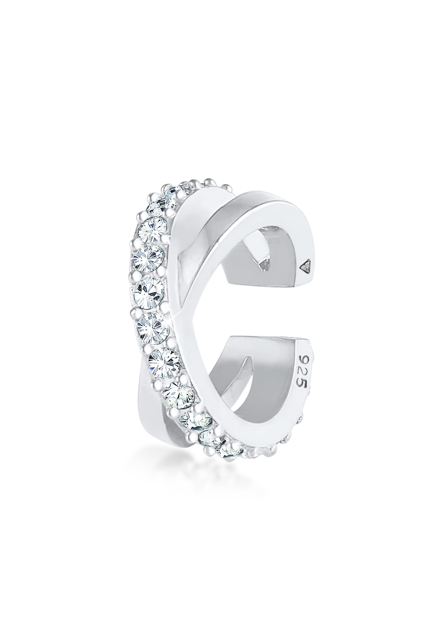 Elli Ohrklemme »Ohrringe Earcuff Gekreuzt Kristalle 925 Silber«