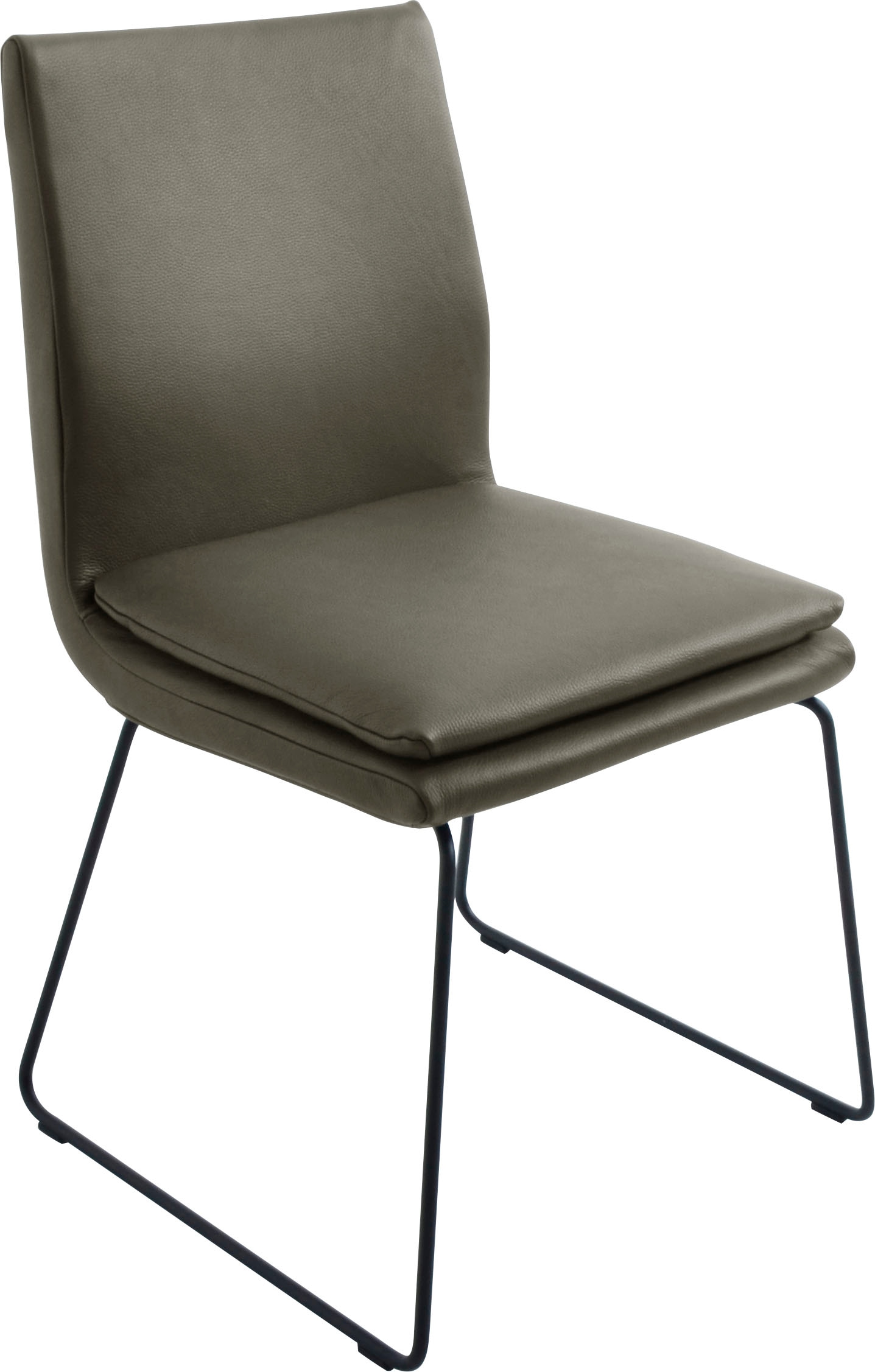 K+W Komfort & Wohnen Esszimmerstuhl "Creso Lederstuhl" () mit Sitzkissen und Rundrohrkufe in Metall schwarz Struktur