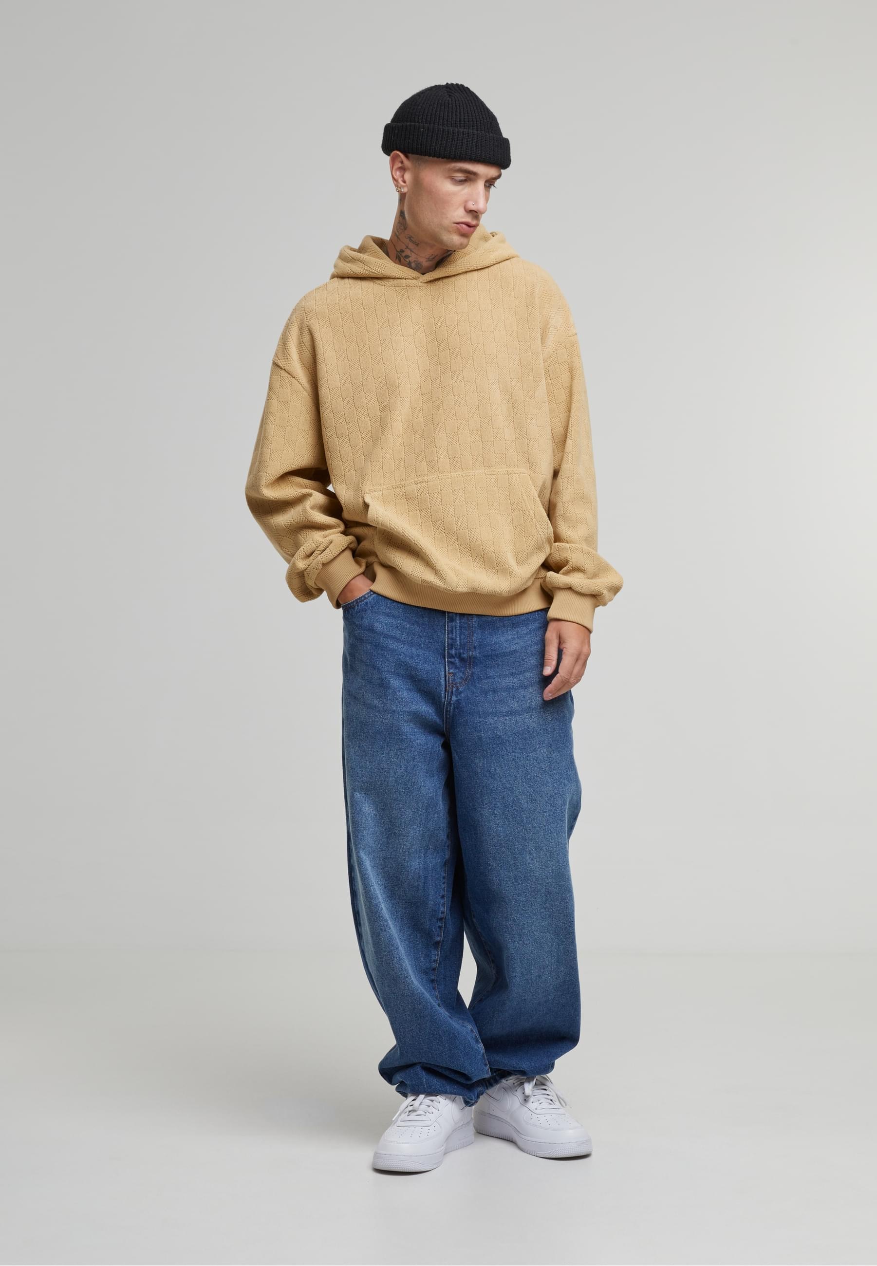 URBAN CLASSICS Kapuzensweatshirt »Urban Classics Jaquard Velvet Suit«, (1 tlg.)