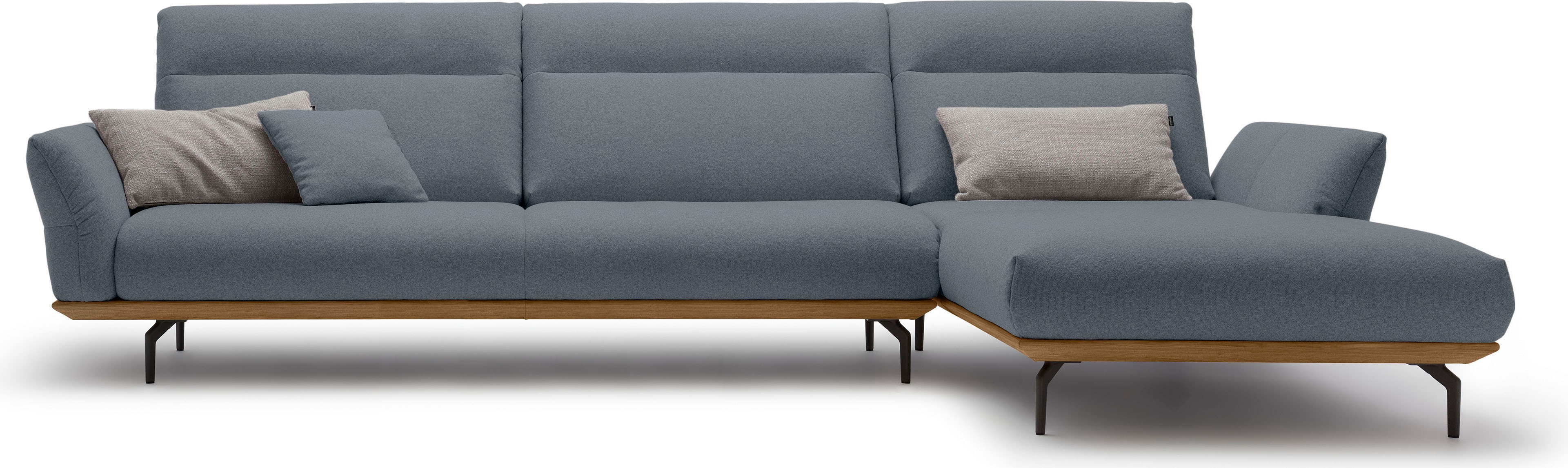 Creation BY ROLF BENZ Ecksofa "CR.460 Designsofa mit erstklassigem Sitzkomfort" Sockel in Nussbaum, Winkelfüße in Umbragrau, Breite 338 cm