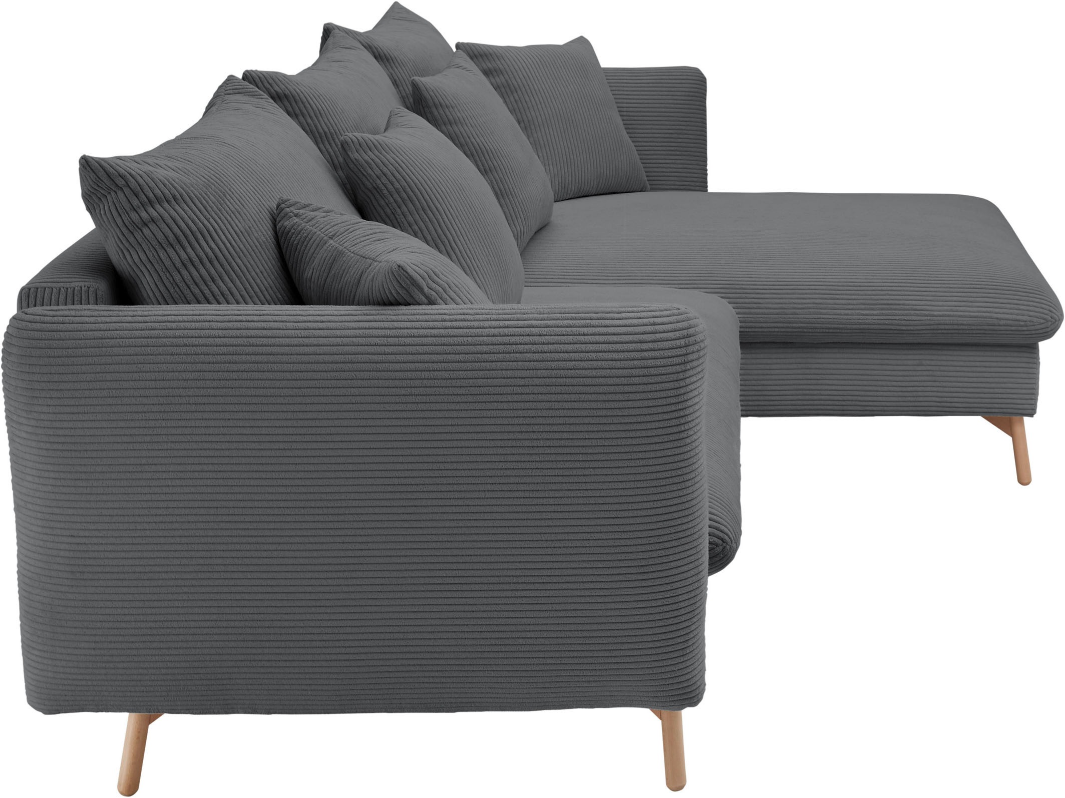 andas Ecksofa »MERLE, 258 cm, L-Form, traumhafter Cord,«, mit Bettfunktion und Bettkasten, Liegefläche 224 x 139