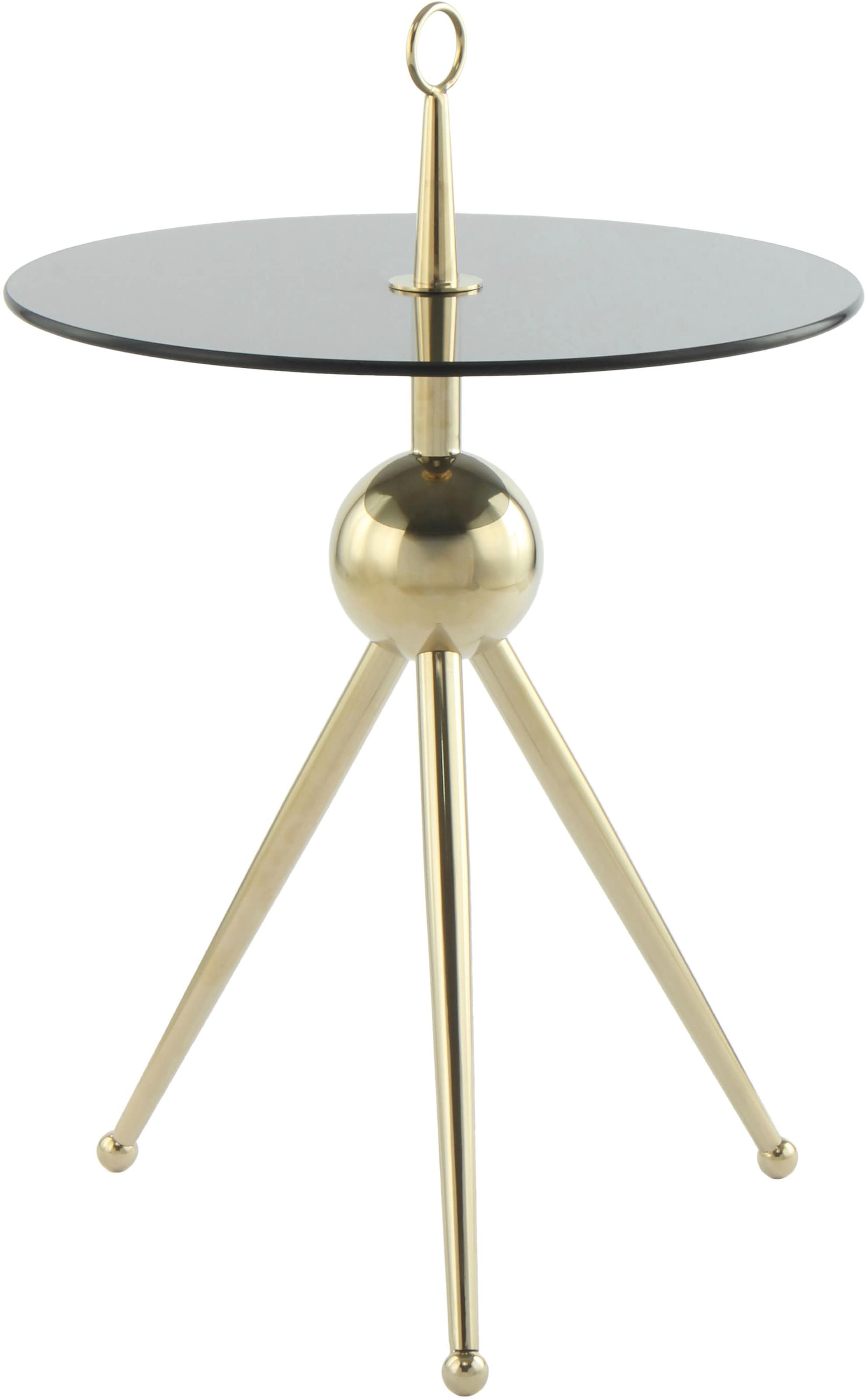 Kayoom Beistelltisch »Ontario 325, Runde Glasplatte aus Sicherheitsglas, 100% Edelstahl«, (1 St.), Minimalistisch, Gestell in Tripod-Design, mit Tragering