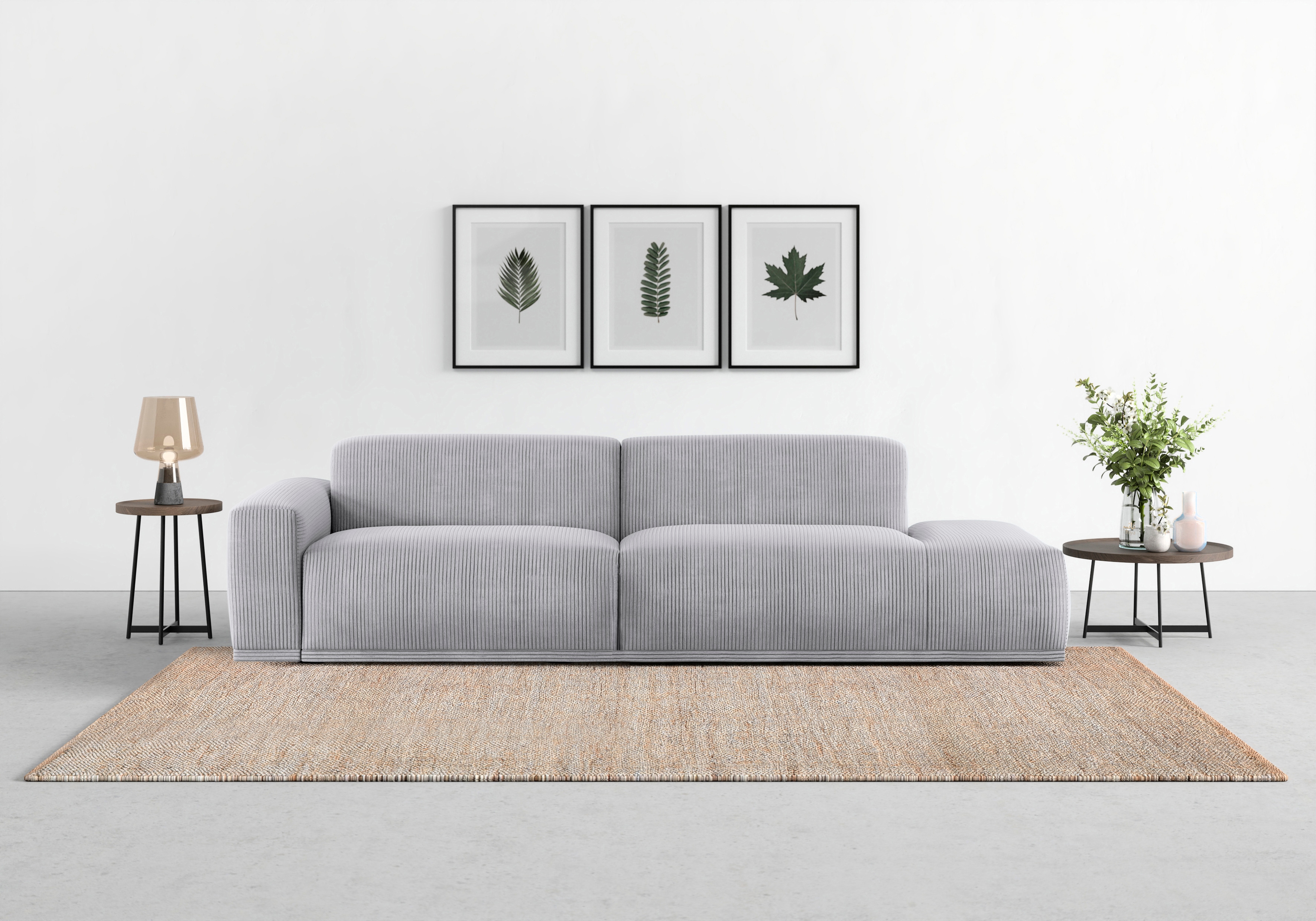 TRENDMANUFAKTUR Big-Sofa "Braga, mit hochwertigem Kaltschaum, Megasofa, Japandi-Design" modernes Big-Sofa, Couch mit hohem Sitzkomfort, 277/72/107 cm (B/H/T)
