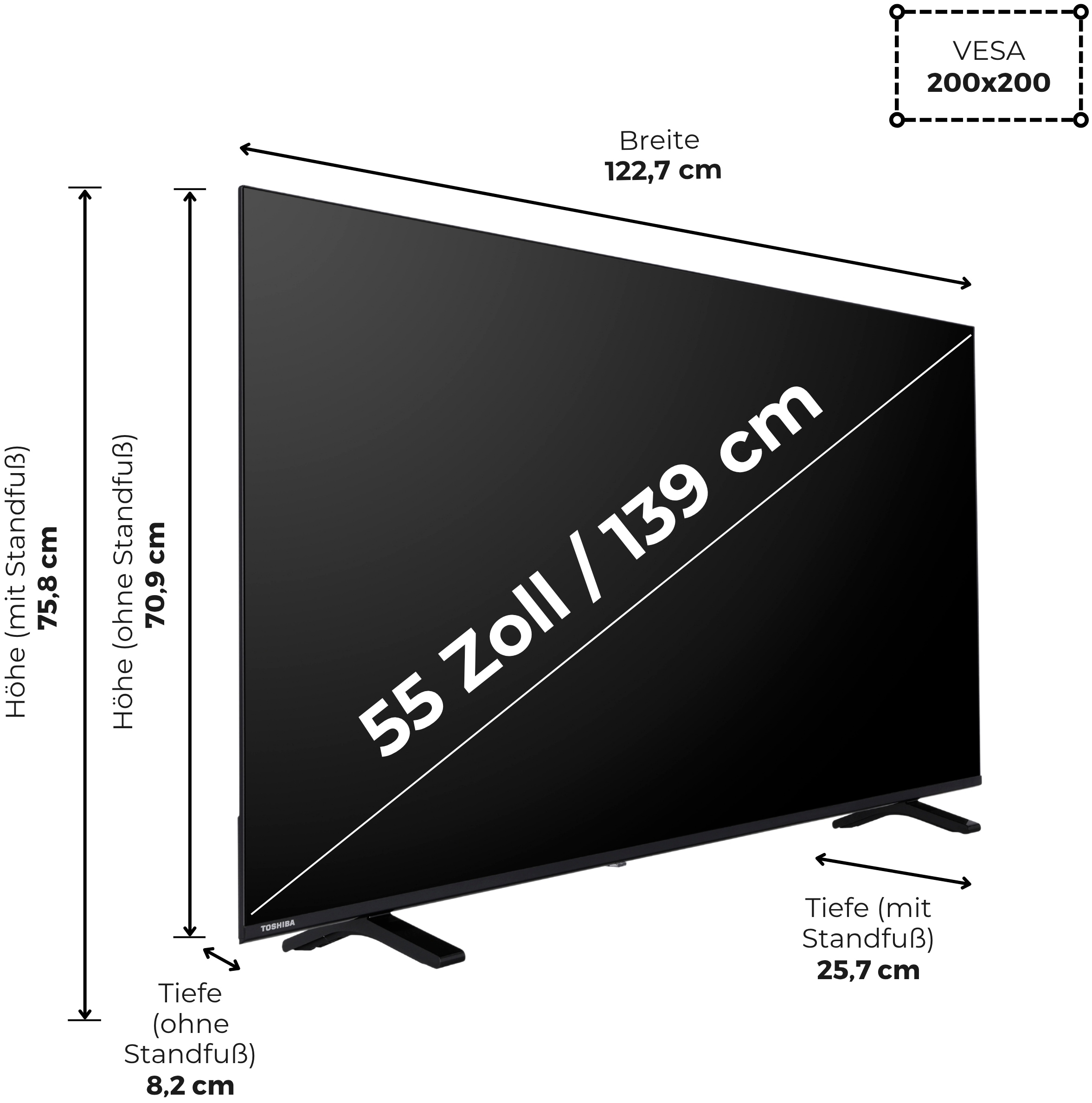 Toshiba DLED-Fernseher »55UV1563DDW« 139 cm/55 ″ Smart-TV