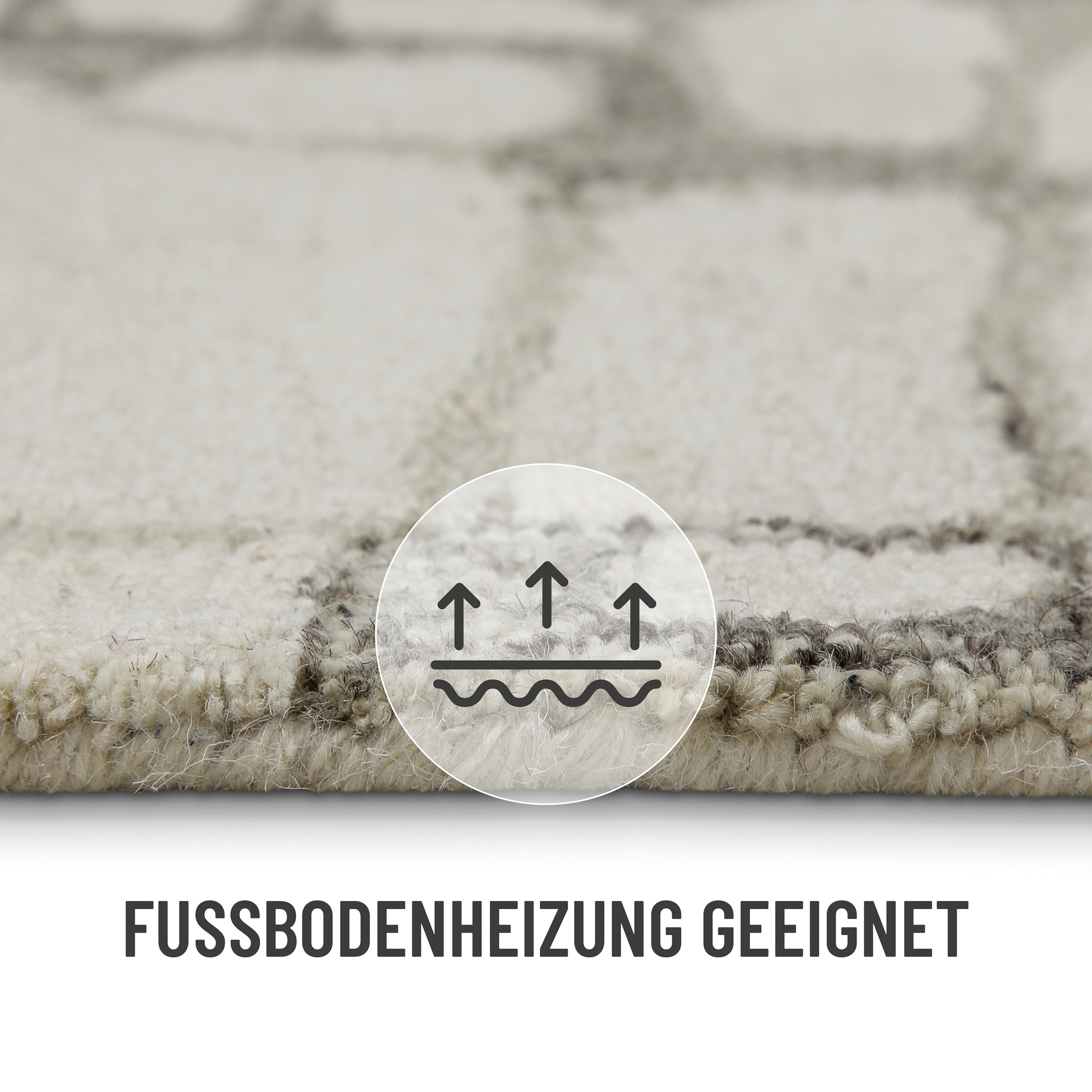 Wecon home Wollteppich »Hamptons TWELVE«, rund, 10 mm Höhe, Schurwolle, Kurzflor, Wohnzimmer, elegant, geometrisches Design