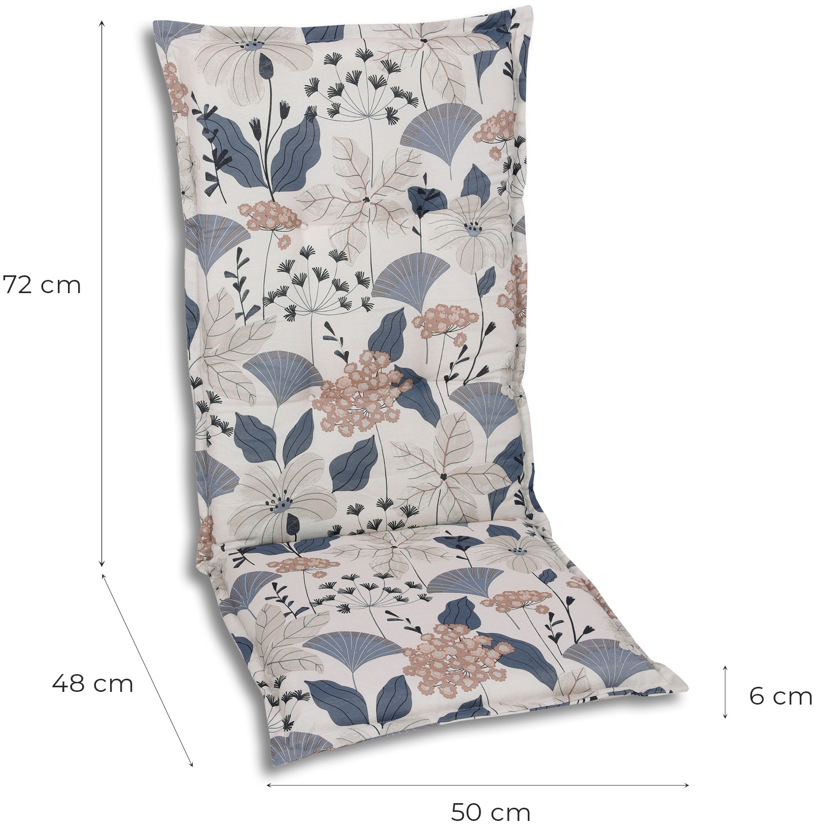 GO-DE Hochlehnerauflage, Maße ca.: 50 cm x 120 cm x 6 cm