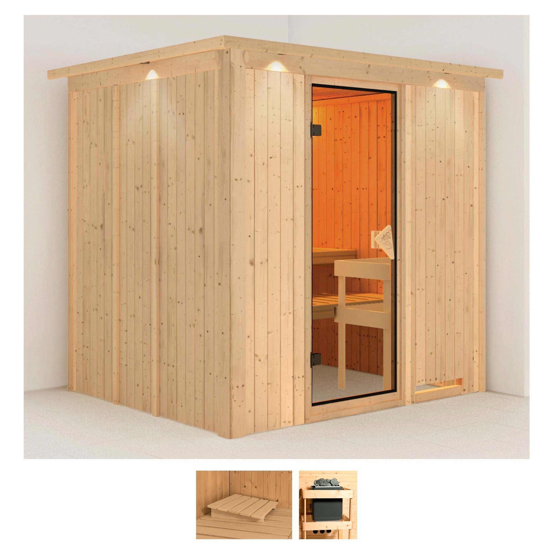KARIBU Sauna "Sodin", ohne Ofen, (ohne Ofen), beige, Saunen, ohne Ofen