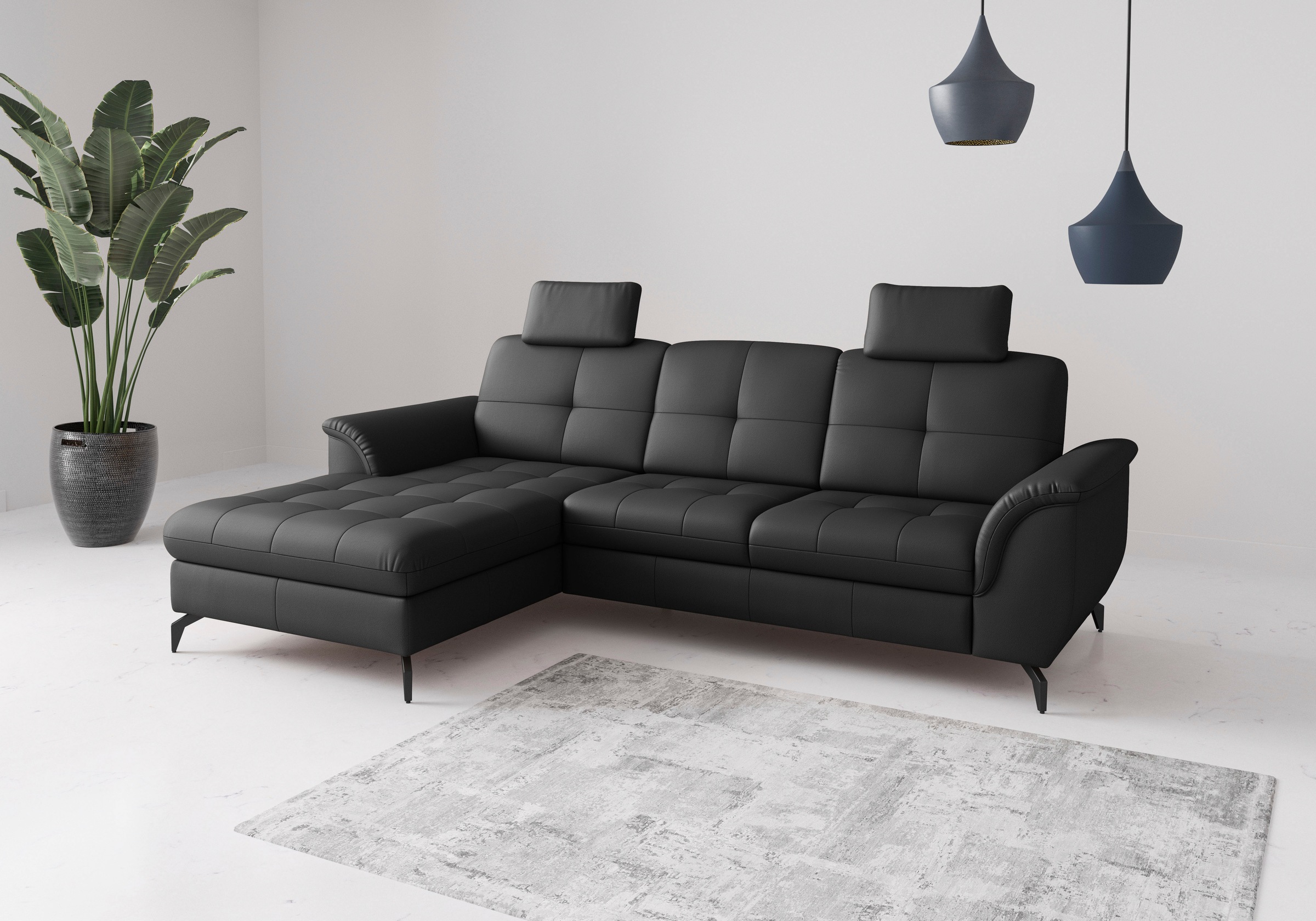 SIT & MORE Zora Corner Sofa Black 5