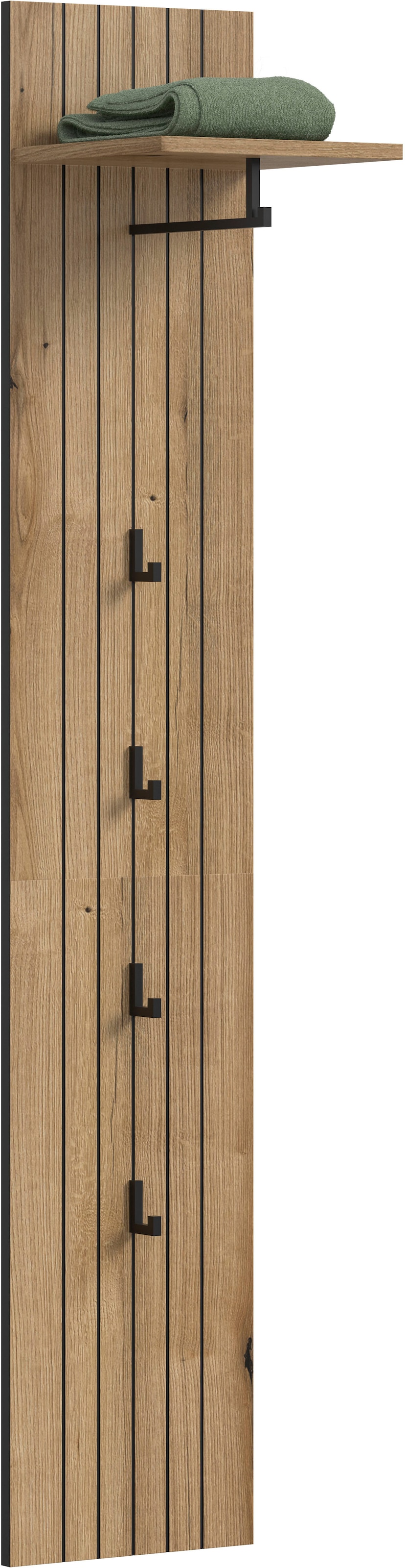 Home affaire Garderobenpaneel »TATIO, Rillenfräsung, 4 Haken, 1 Kleiderstange, 1 Ablageboden« 1 Stk. tlg. Garderobenpaneel, Garderobe, Flur, Diele