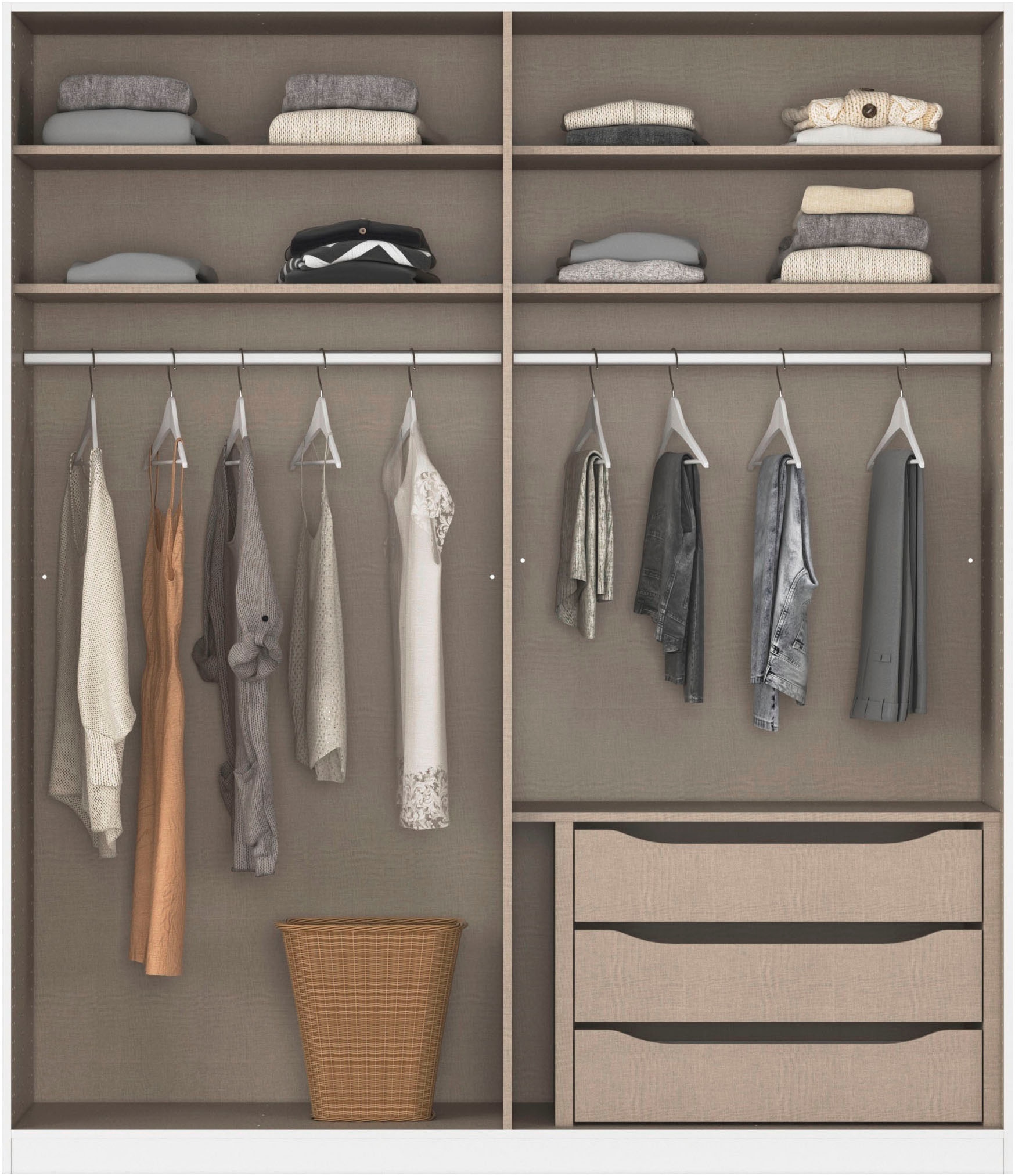 rauch Drehtürenschrank »Bellezza« inkl. Schubkasteneinsatz, Wäscheeinteilung und weiterem Zubehör