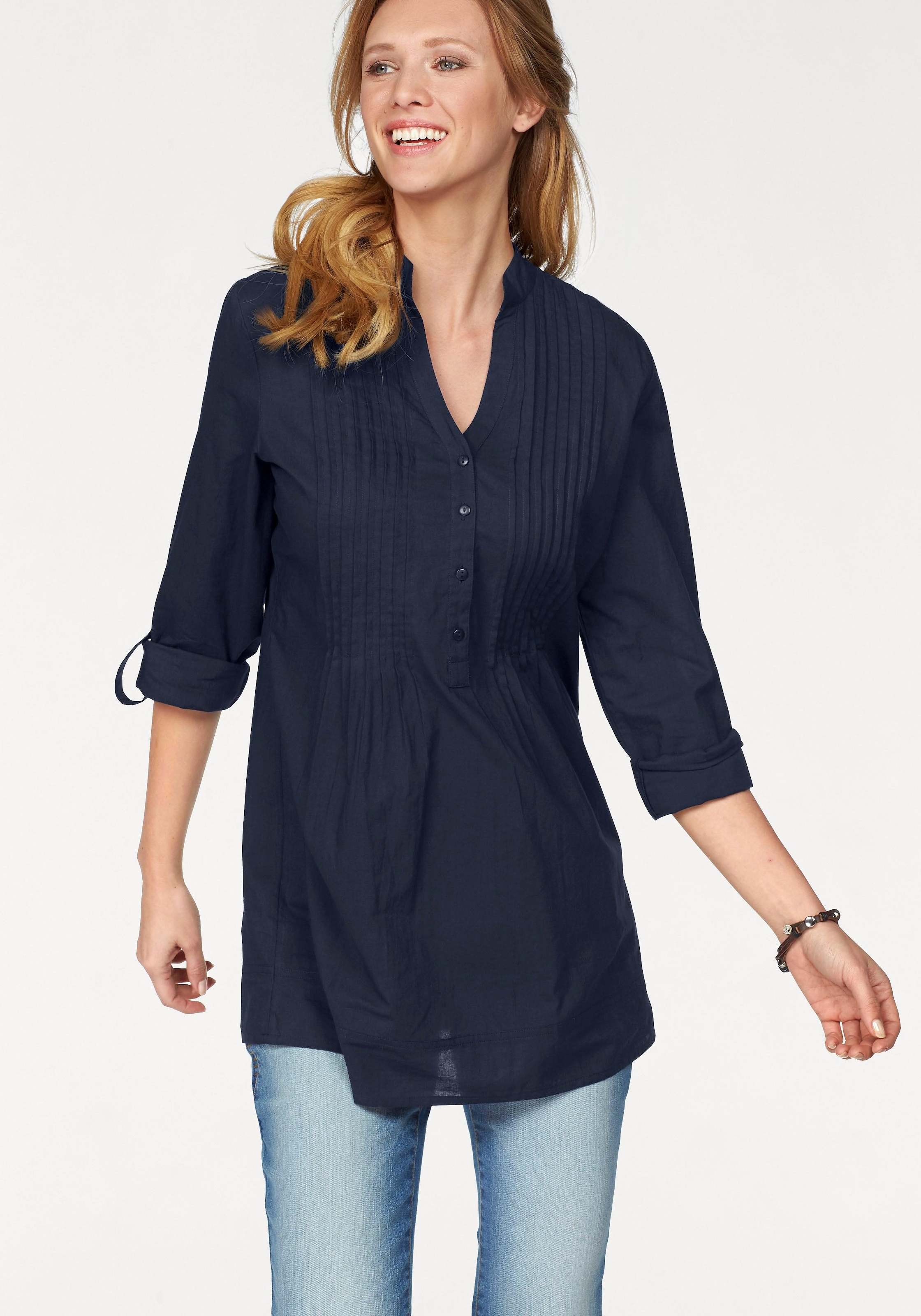 Aniston CASUAL Longbluse mit halber Knopfleiste online kaufen | BAUR