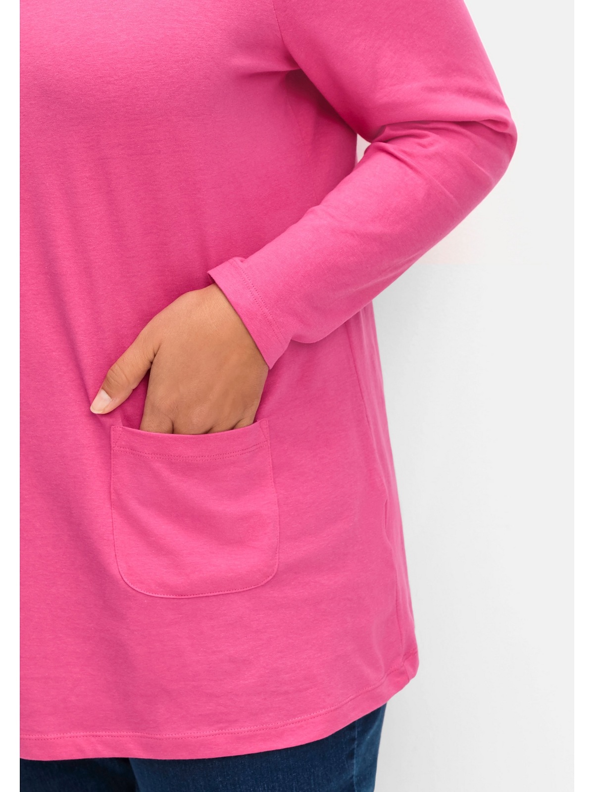 Longshirt BAUR online Sheego aufgesetzten | Taschen »Große mit Größen«, kaufen