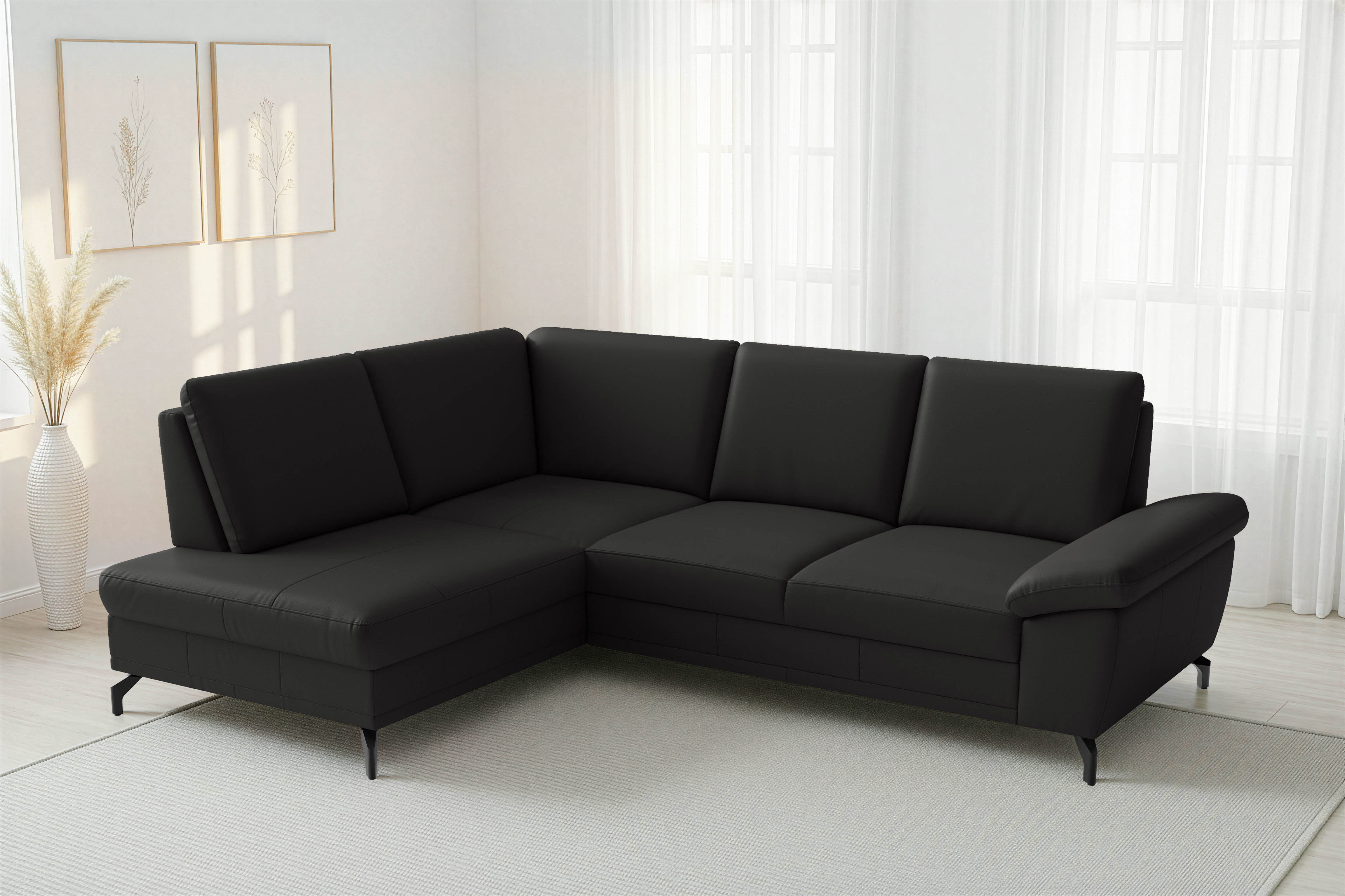 sit&more Ecksofa "Chelsea L-Form, B: 249 cm, Armteil- & Sitztiefenverstellung, Leder" optional mit Schlaffunktion und Bettkasten