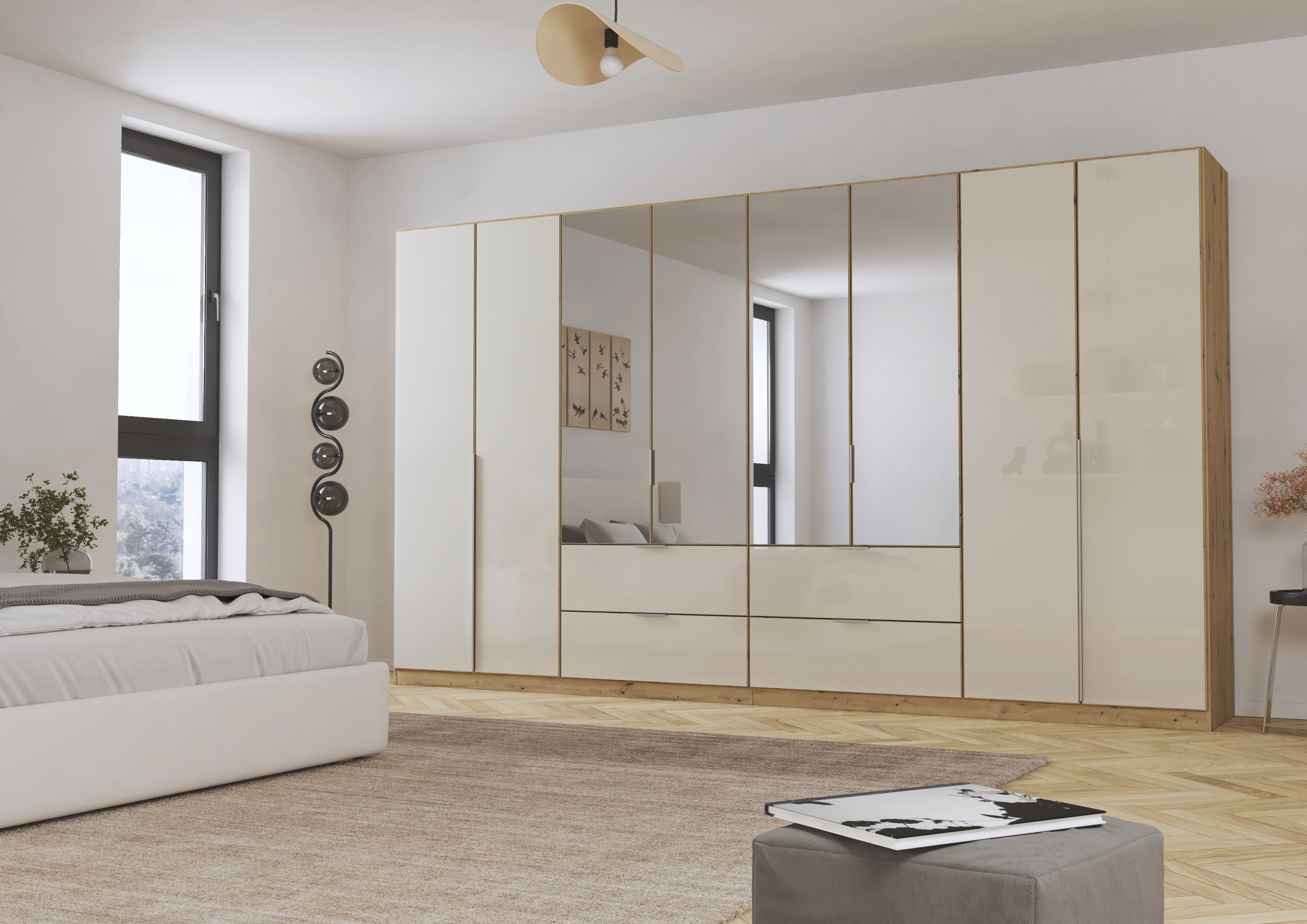 Thumbnail - rauch Drehtürenschrank "Kleiderschrank Kleiderschränke Schrank Garderobe AGORDO mit Glasfront" in zwei Griff-Farben, Bre...
