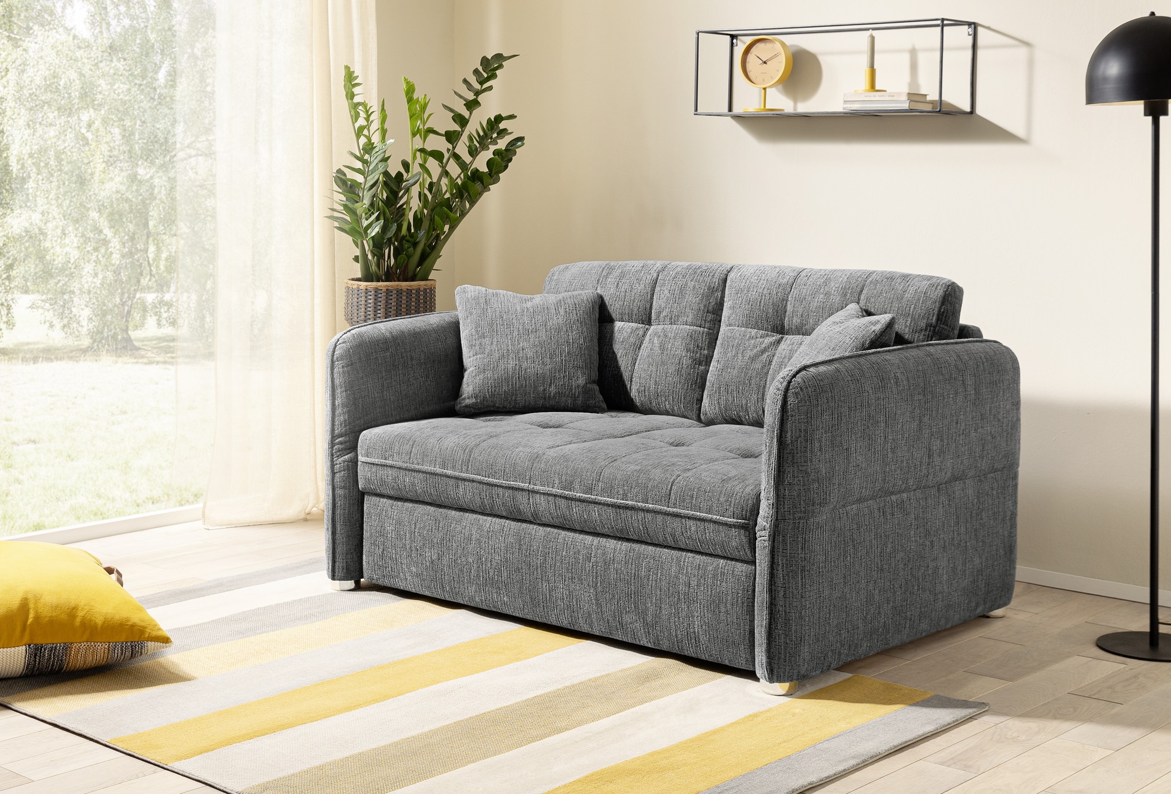Jockenhöfer Gruppe Schlafsofa "Leon, B: 147 - 187 cm, Liegefl. 120 - 160x200 cm, Breite wählbar" mit Schlaffunktion & Zierkissen, in 3 Breiten