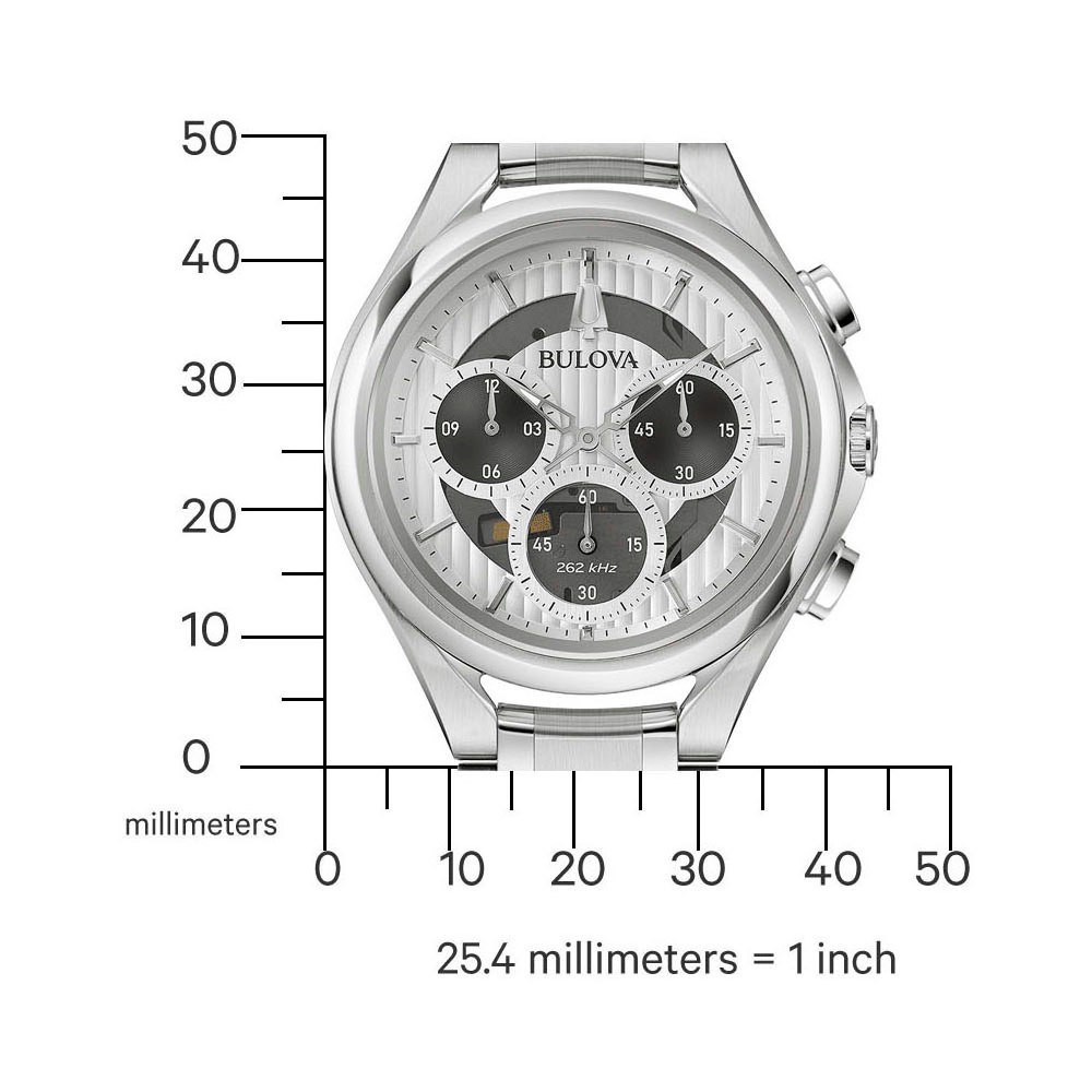 Bulova Chronograph »Curv«, Armbanduhr, Quarzuhr, Herrenuhr, Edelstahlarmband, Saphirglas