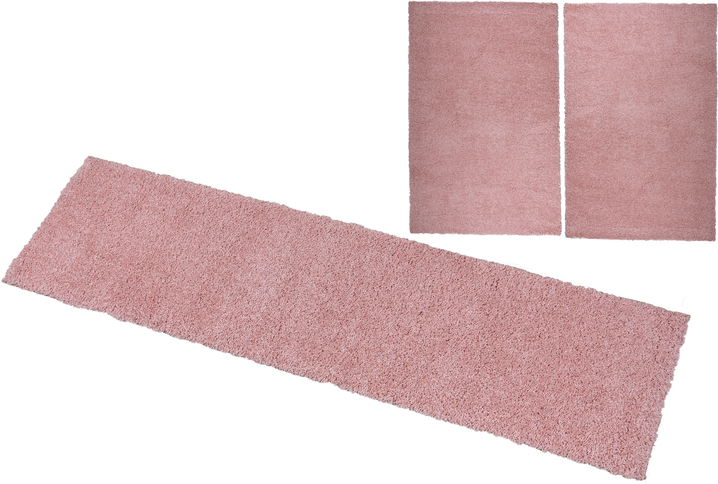 Bruno Banani "Shaggy Soft" Höhe 30 mm 3 Stk. tlg. gewebt, Uni-Farben, besonders weich, Bettvorleger, Läufer-Set