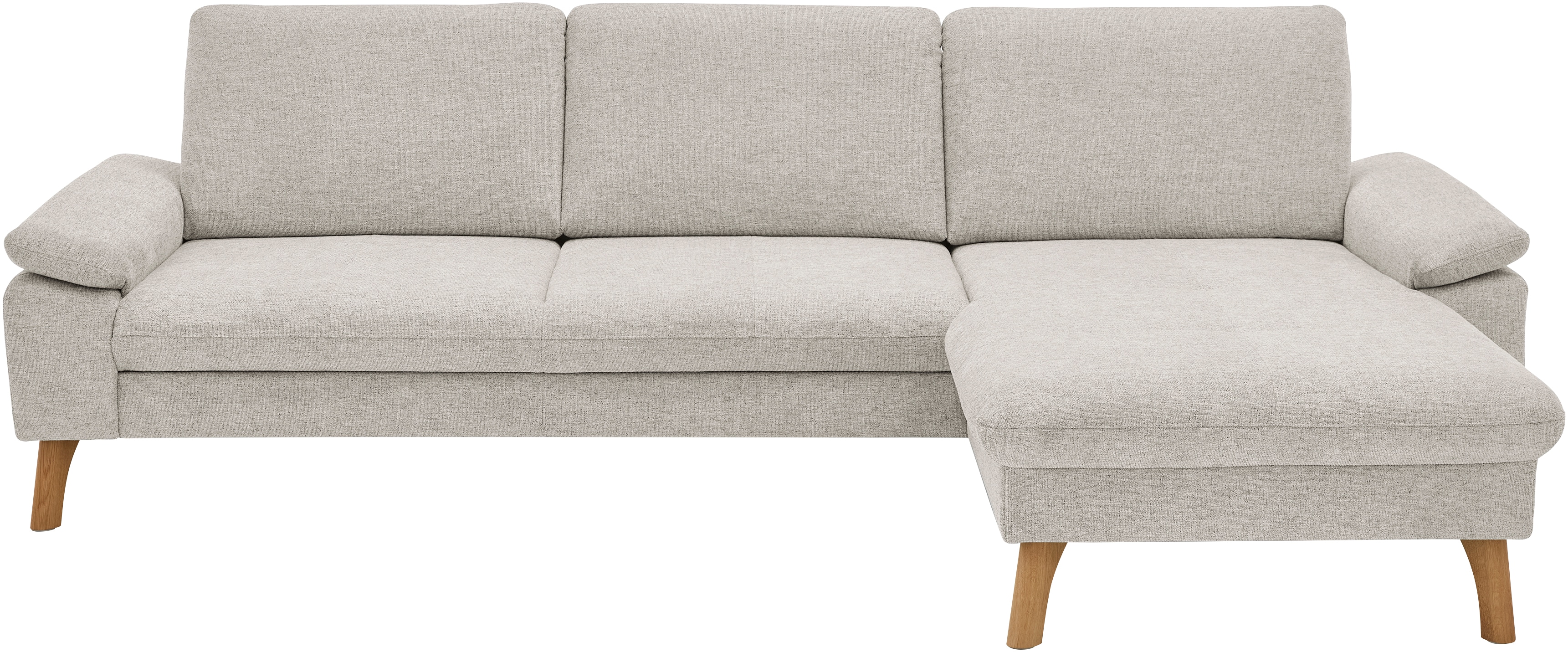 Die PlanBar Ecksofa "PP-LA24075 L-Form, Breite 286 cm" opt. mit Kopfstützen, Schlaffunktion, mot. Ottomane, Sitztiefenverst.