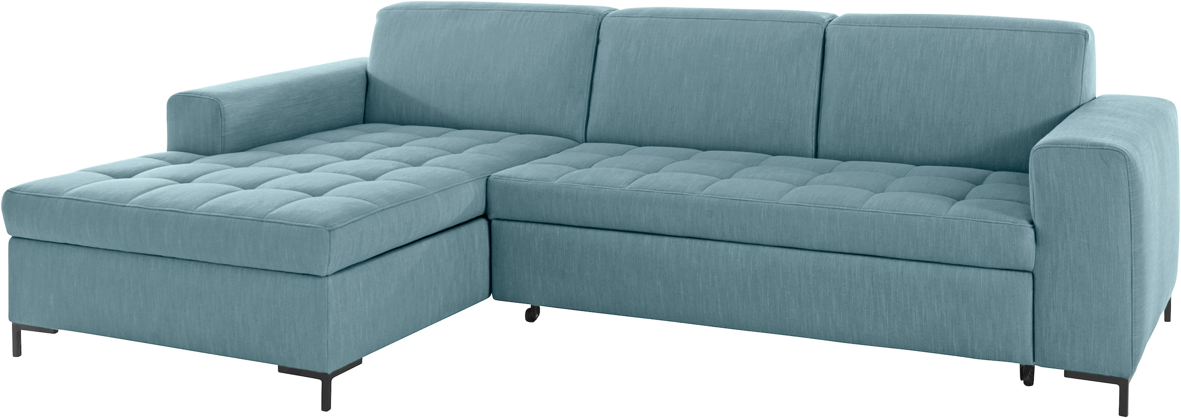 OTTO products Ecksofa »Grazzo, zeitlos und elegant, mit moderner Sitzheftung, L-Form«, hochwertige Stoffe aus recyceltem Material, Steppung im Sitzbereich