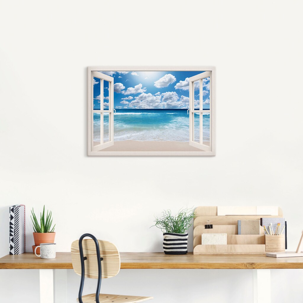 Artland Wandbild »Fensterblick Großartige Strandlandschaft«, Fensterblick, (1 St.)