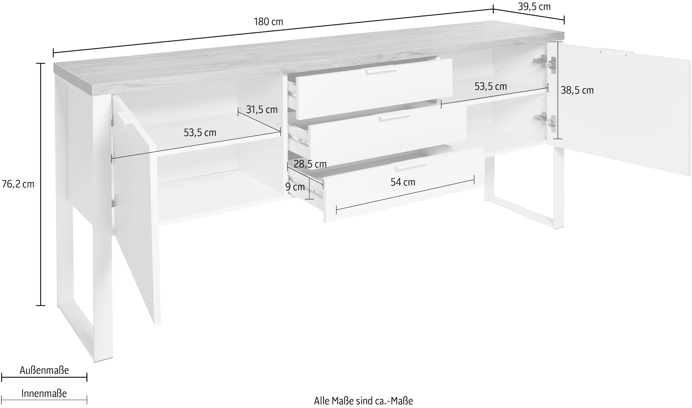 Jahnke Sideboard »LOOP«, Breite ca. 180 cm