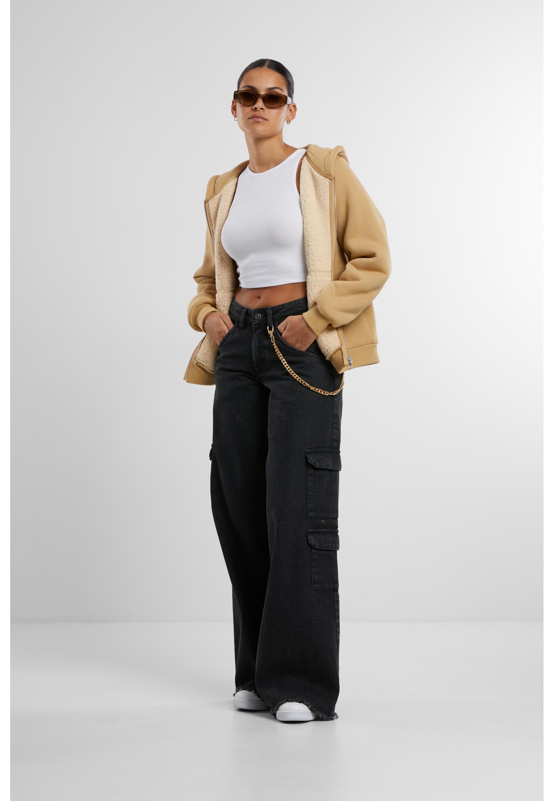 URBAN CLASSICS Sweatjacke »Urban Classics Ladies Bonded Sherpa Zip Hoody«