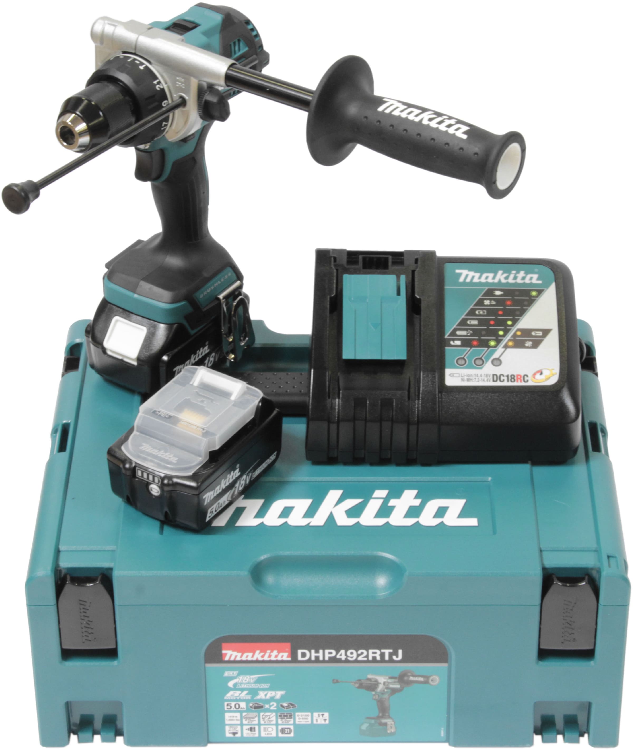 Makita Akku-Schlagbohrschrauber "DHP492RTJ" Set, inkl. 2 Akkus und Ladegerät