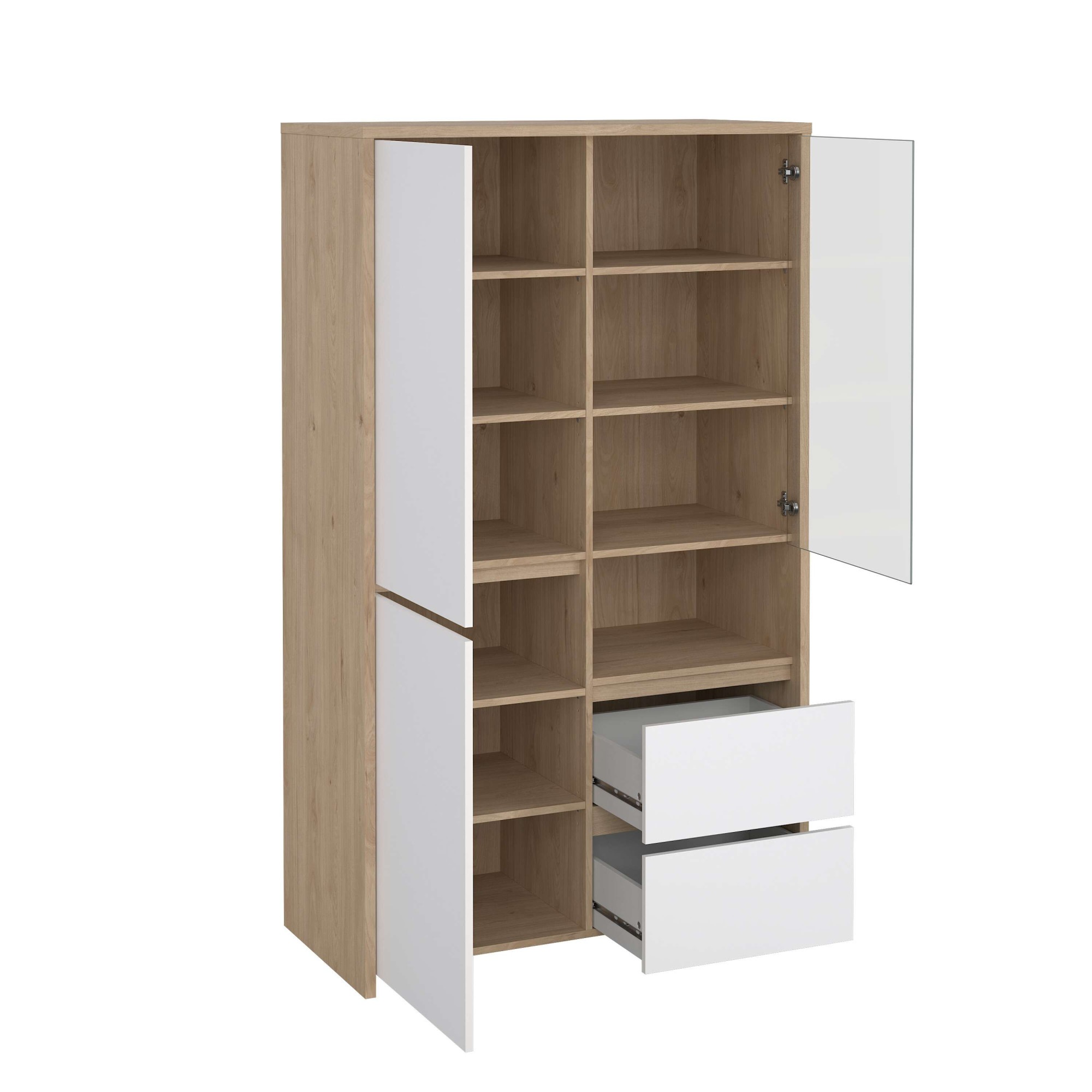 INOSIGN Vitrine »Next Standvitrine, Vitrinenschrank, mit Glastür, Stauraum«, mit 2 Türen, 1 Glastür, 2 Schubladen, Höhe 170 cm, Breite 100 cm