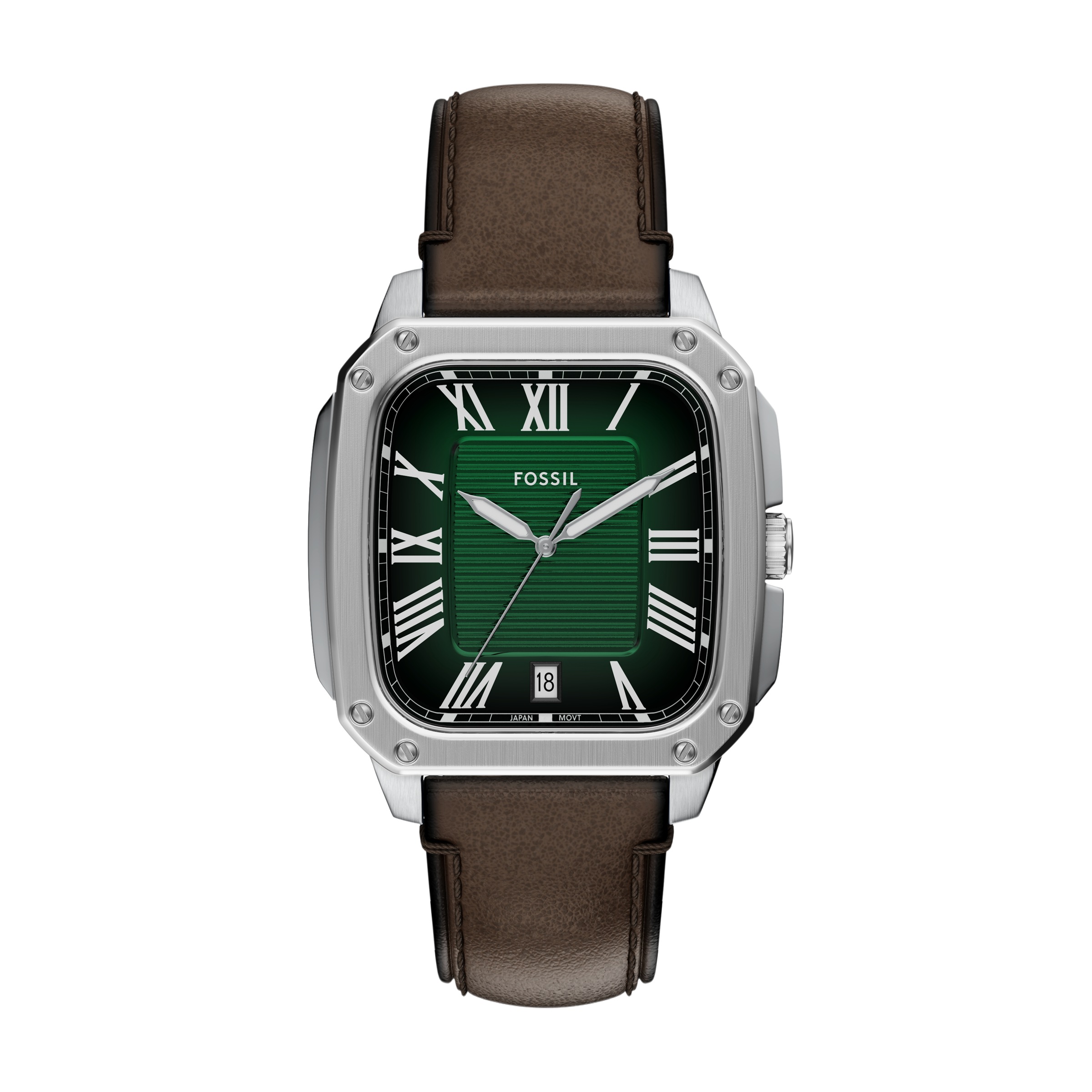 Quarzuhr FOSSIL "Crosby", braun, grün, Armbanduhren, Damen, Quarzuhr, Armbanduhr, Herrenuhr, Lederarmband, analog, Tag 2