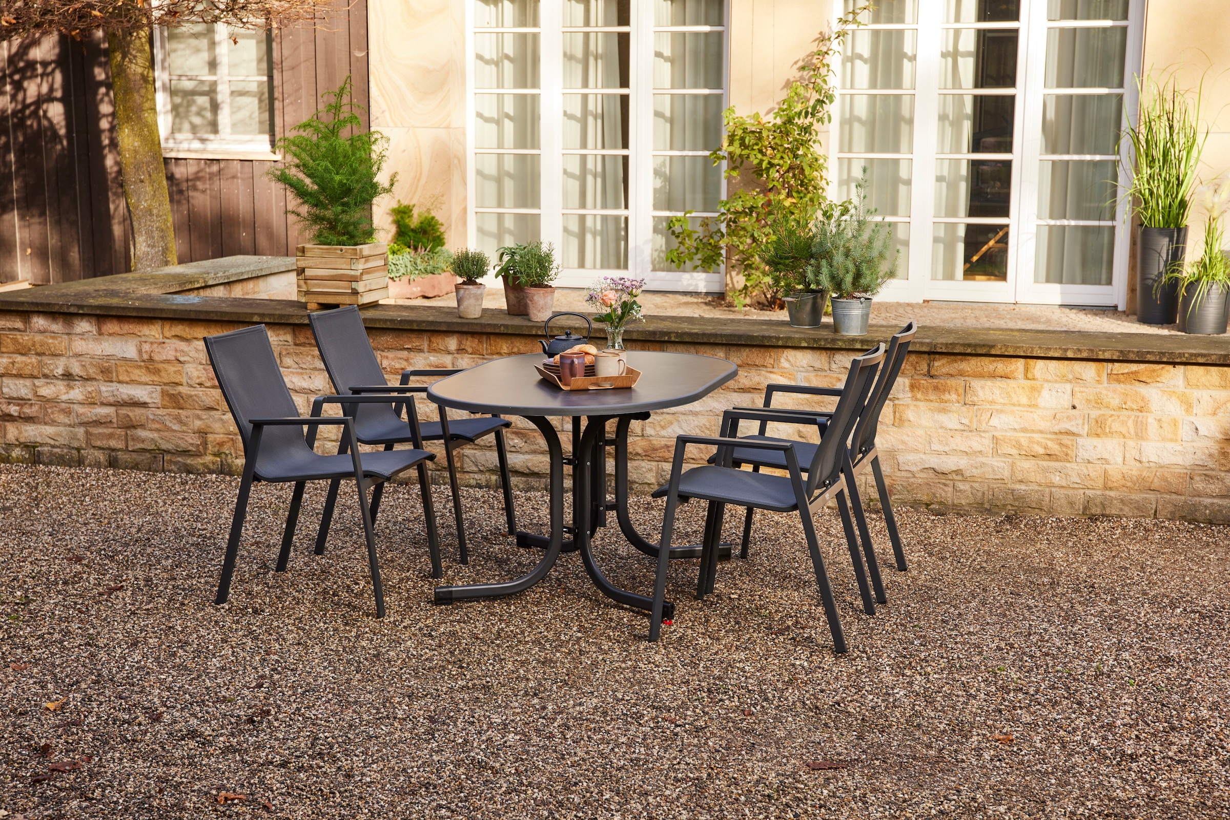 Siena Garden Gartensessel »RENO Stapelsessel« Gestell aus Aluminium, Ranotex® Bezug