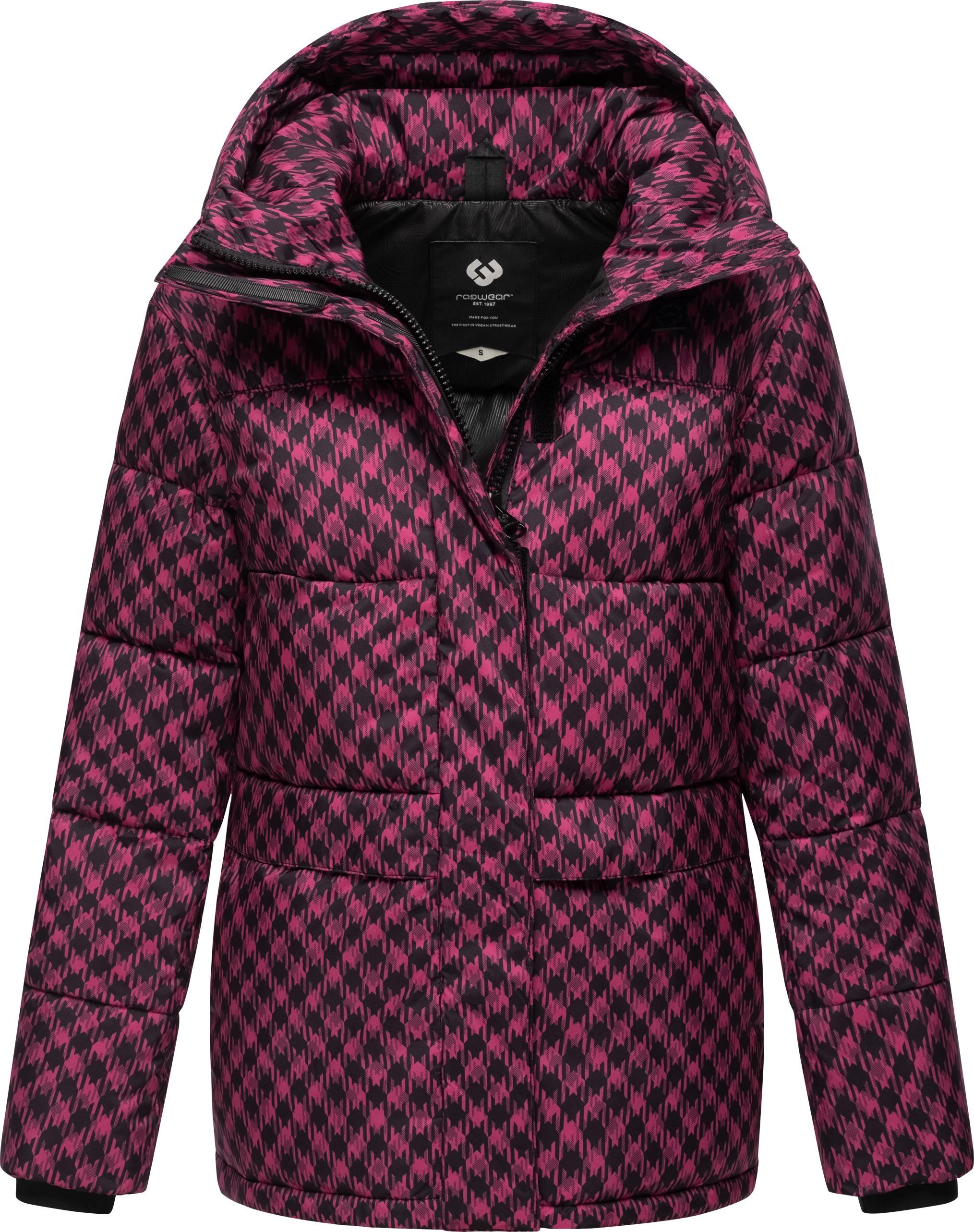 Ragwear Steppjacke »Wikesh Print«, mit Kapuze, Damen Winterjacke mit angesagtem Hahnentritt-Muster