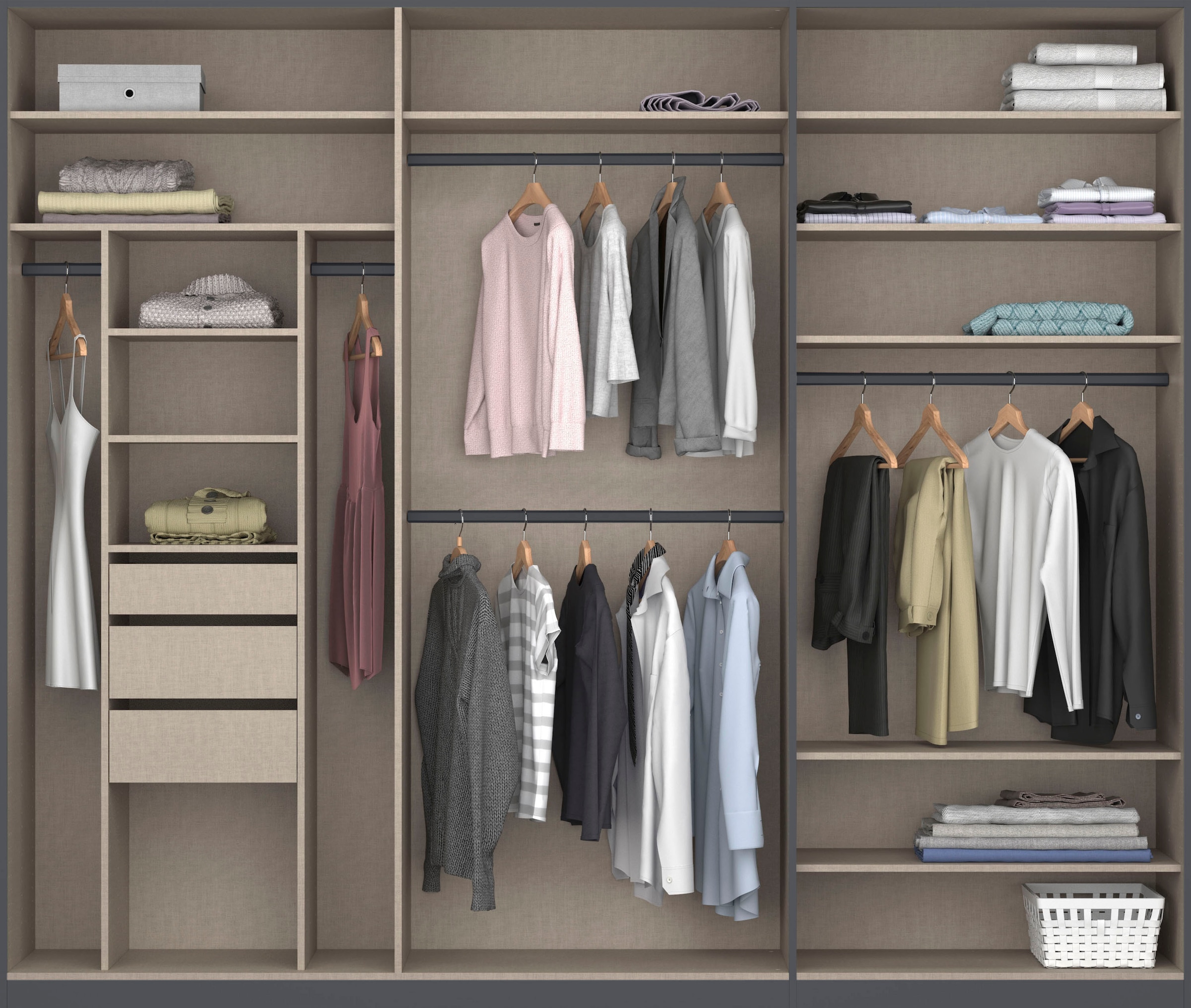 rauch Drehtürenschrank »Kleiderschrank Schrank Garderobe TOPSELLER OTELI inkl. Inneneinteilung«, mit 3 Innenschubladen extra Böden optional mit Spiegel MADE IN GERMANY