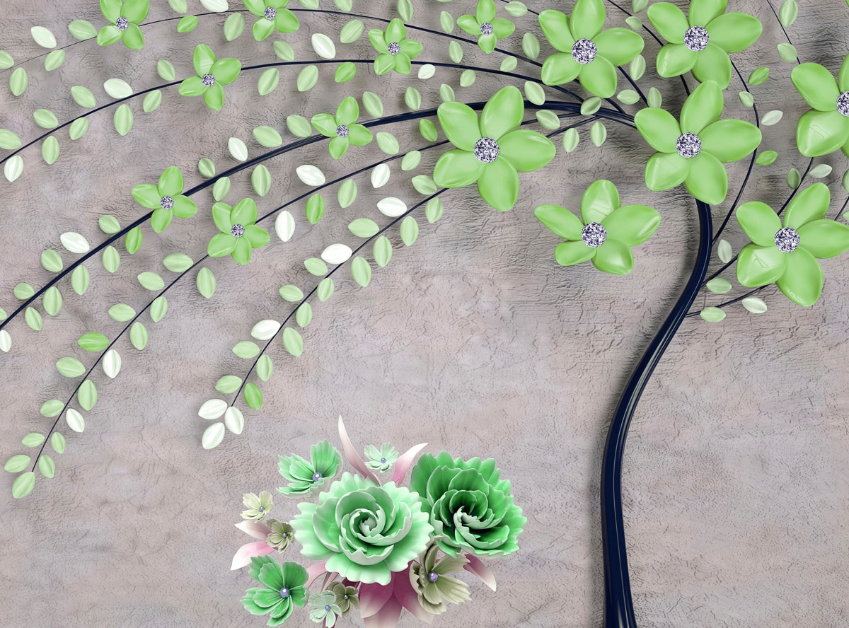 Papermoon Fototapete "Baum mit Blumen"