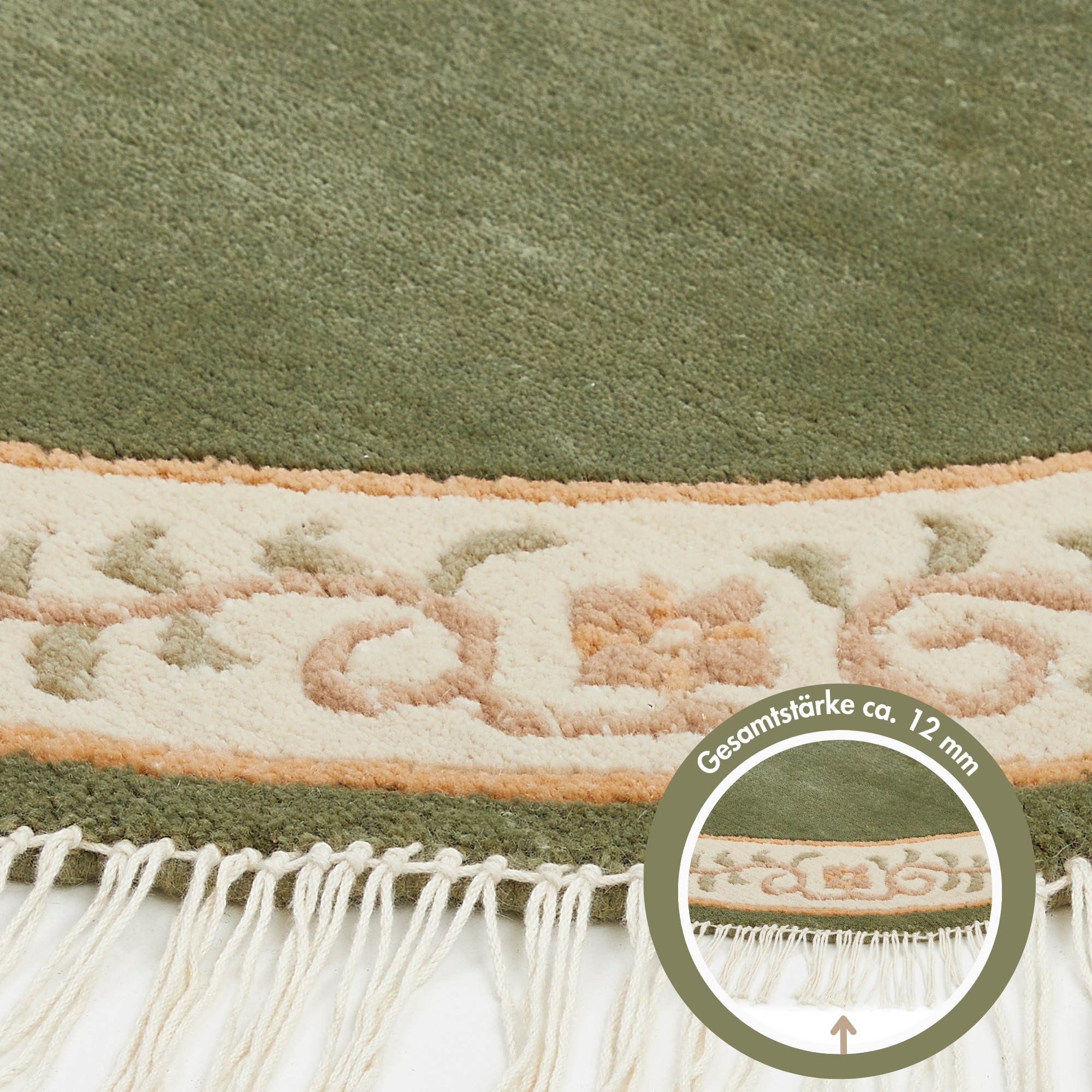 LUXOR living Wollteppich "Giza" rund 12 mm Höhe reine Wolle, handgeknüpft, günstig online kaufen