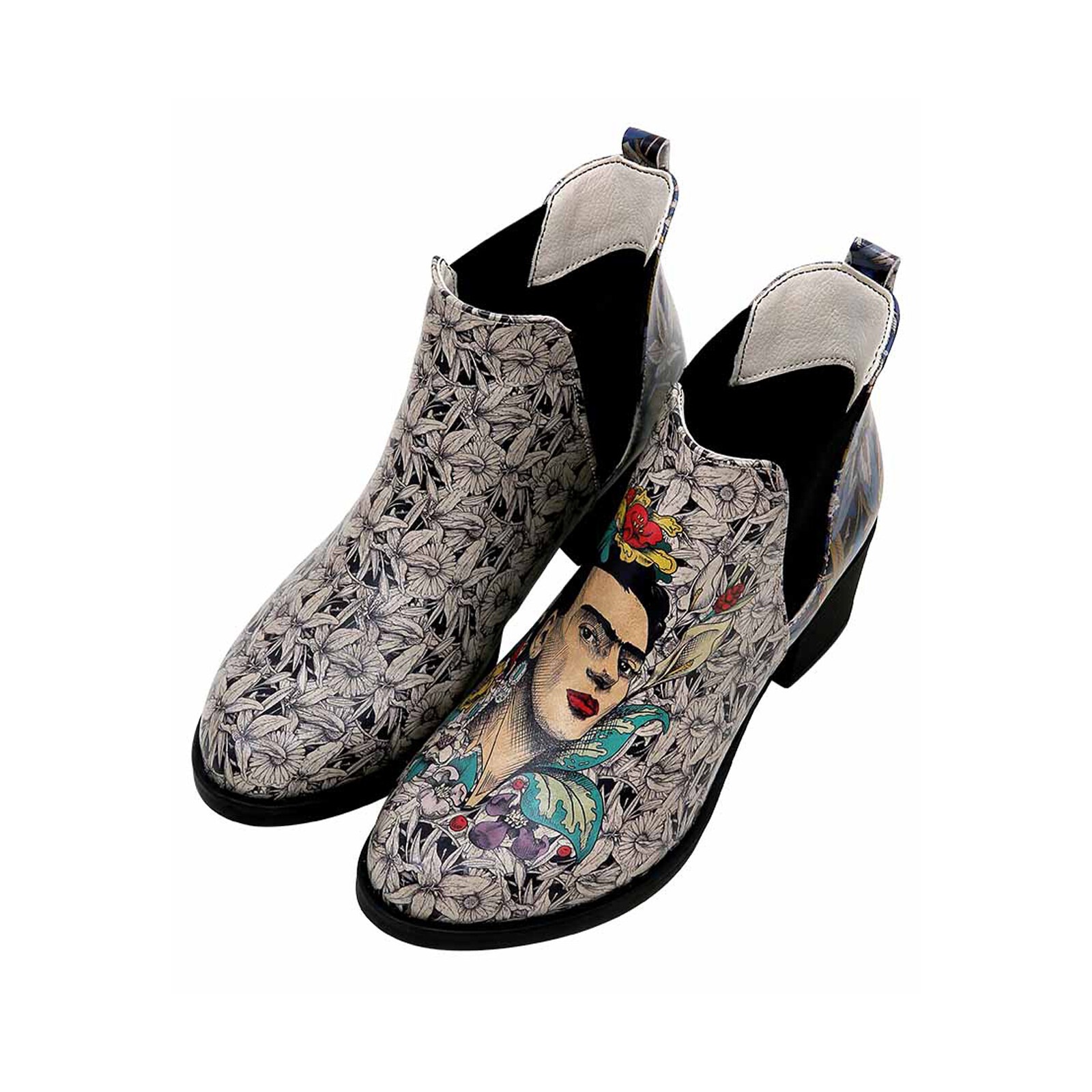 DOGO Stiefelette »Eve Boots Frida-Kahlo-with-Blue-Flowers«  Handgefertigt