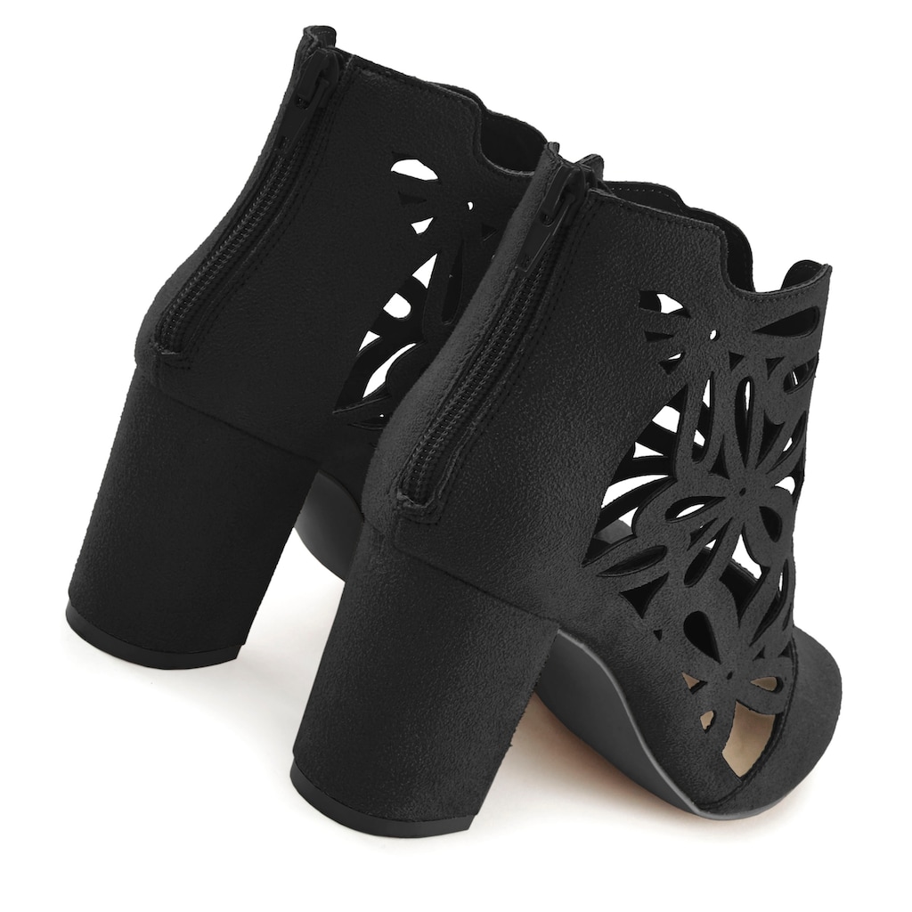 LASCANA High-Heel-Stiefelette, Ankle Boot, Stiefel mit femininer Spitze und Blockabsatz