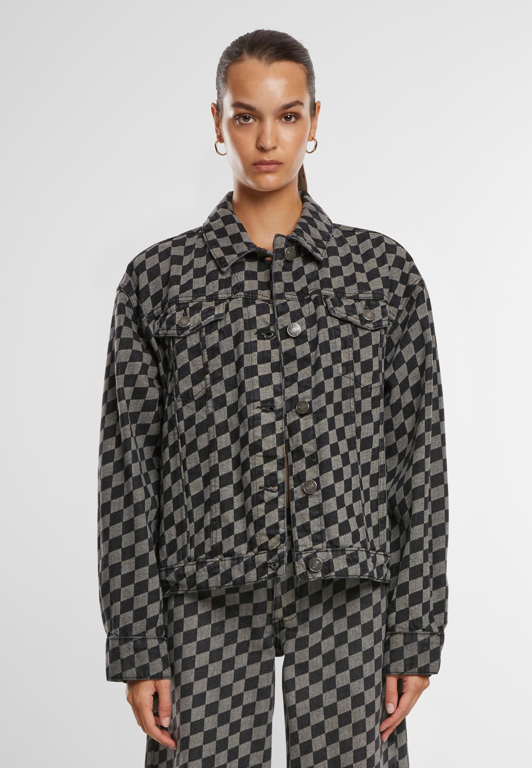 Thumbnail - URBAN CLASSICS Jeansjacke "Urban Classics Ladies 80‘s Oversized Laser Printed Denim Jacket" 1 Stk. tlg. ohne Kapuze