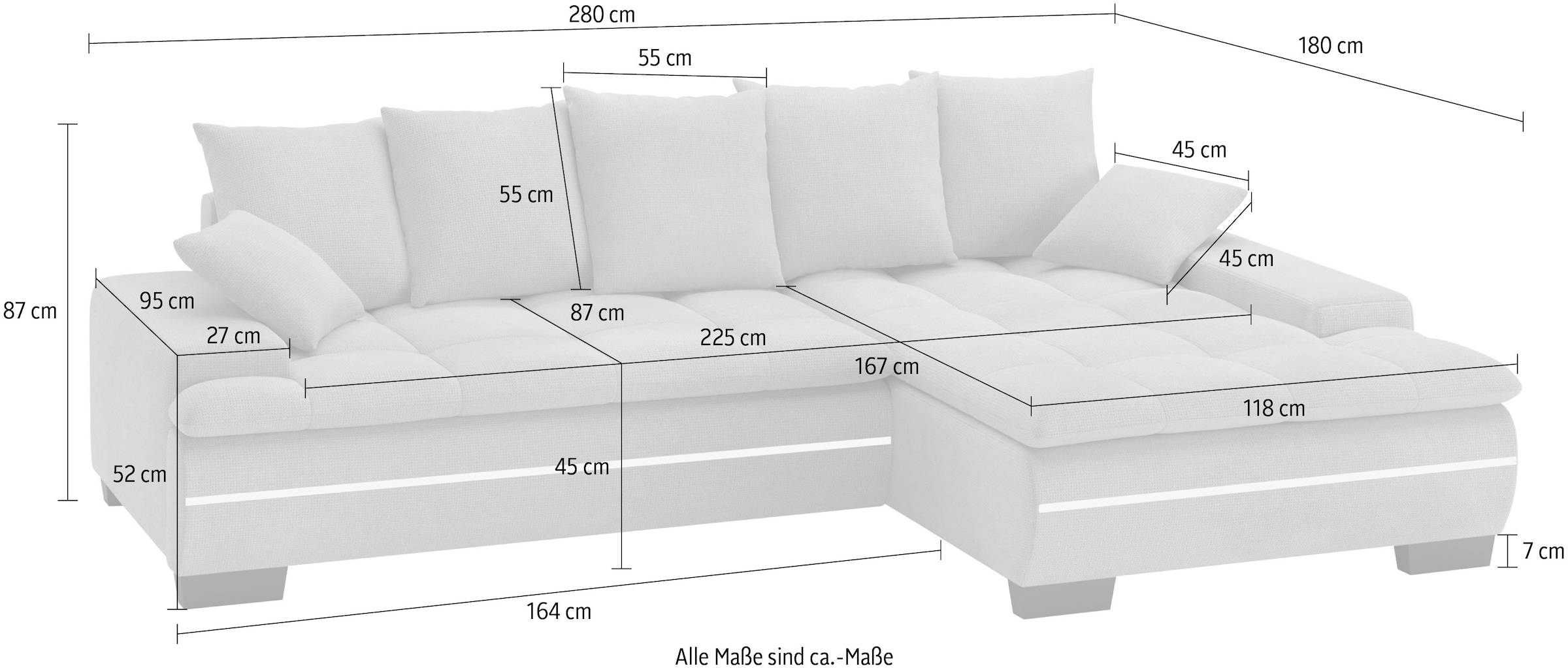 Mr. Couch Ecksofa »Haiti II, L-Form«, RGB-LED Beleuchtung, wahlweise mit Kaltschaum, Bett, Bettkasten