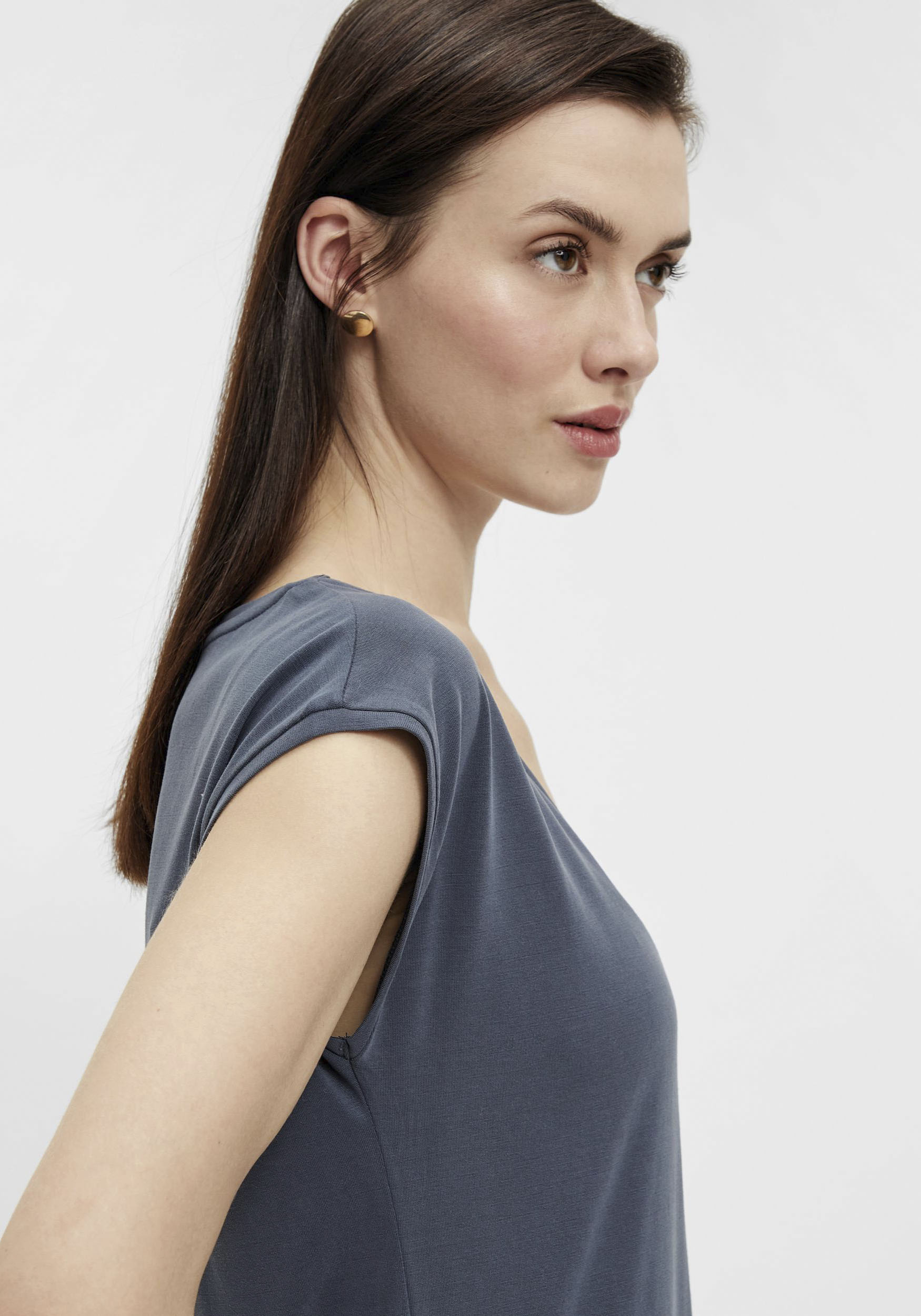 Thumbnail - pieces Kurzarmshirt "PCKAMALA TEE NOOS BC" Materialmix, regular fit