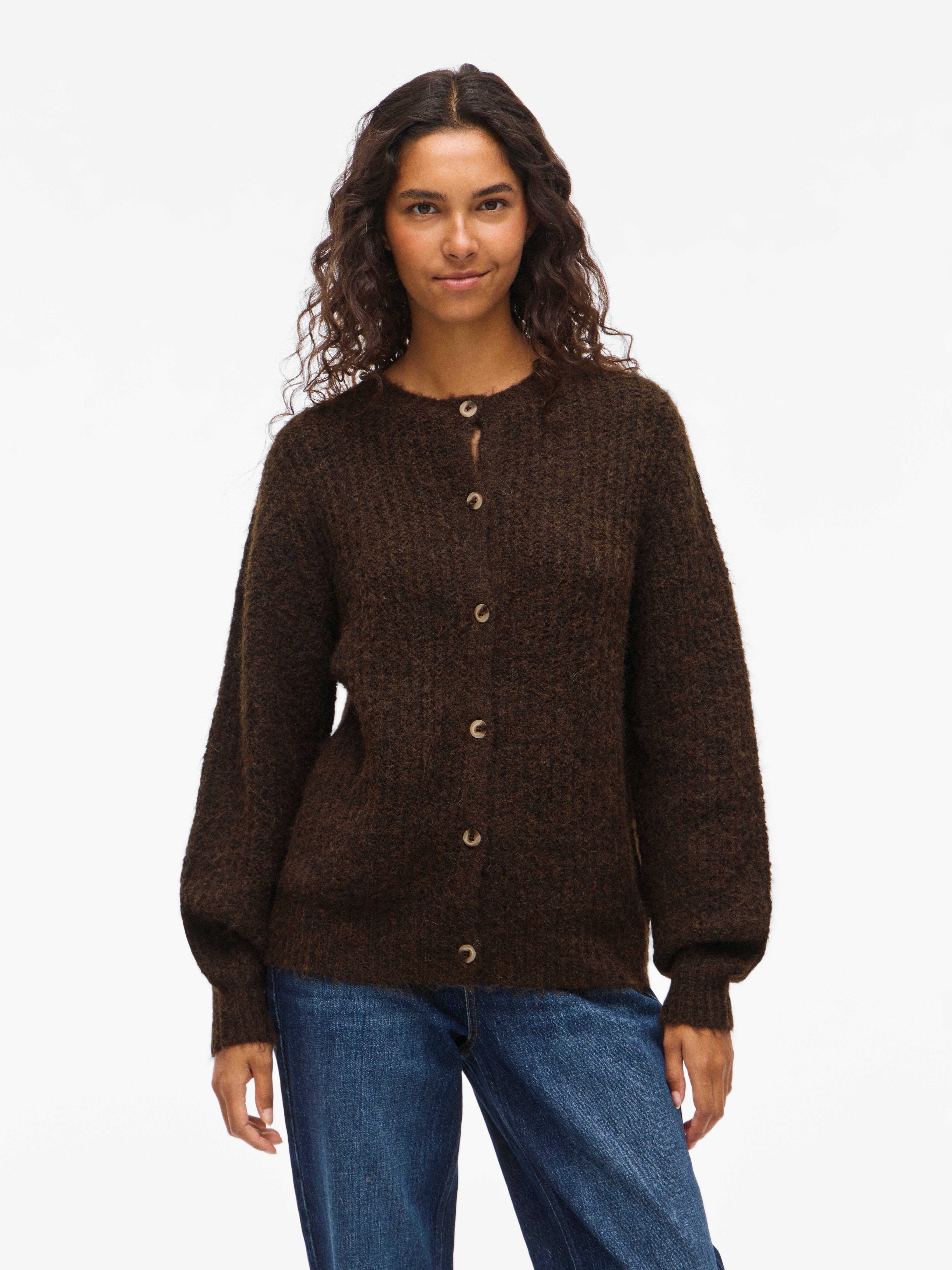 Vila Strickjacke "VILAMPE O-NECK L/S KNIT CARDIGAN-NOOS" Materialmix, regular fit