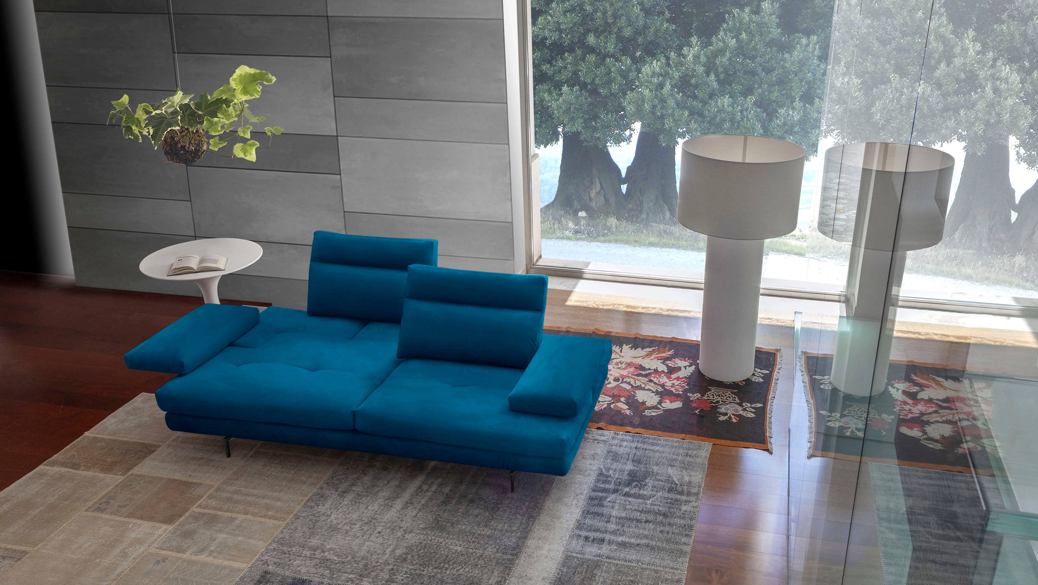 CALIA ITALIA 3,5-Sitzer "Toby Wing, 228 cm breit, italienisches Designsofa, Megasofa" inkl. Sitztiefenverstellung und Armteilfunktion, Füße in Schwarz matt