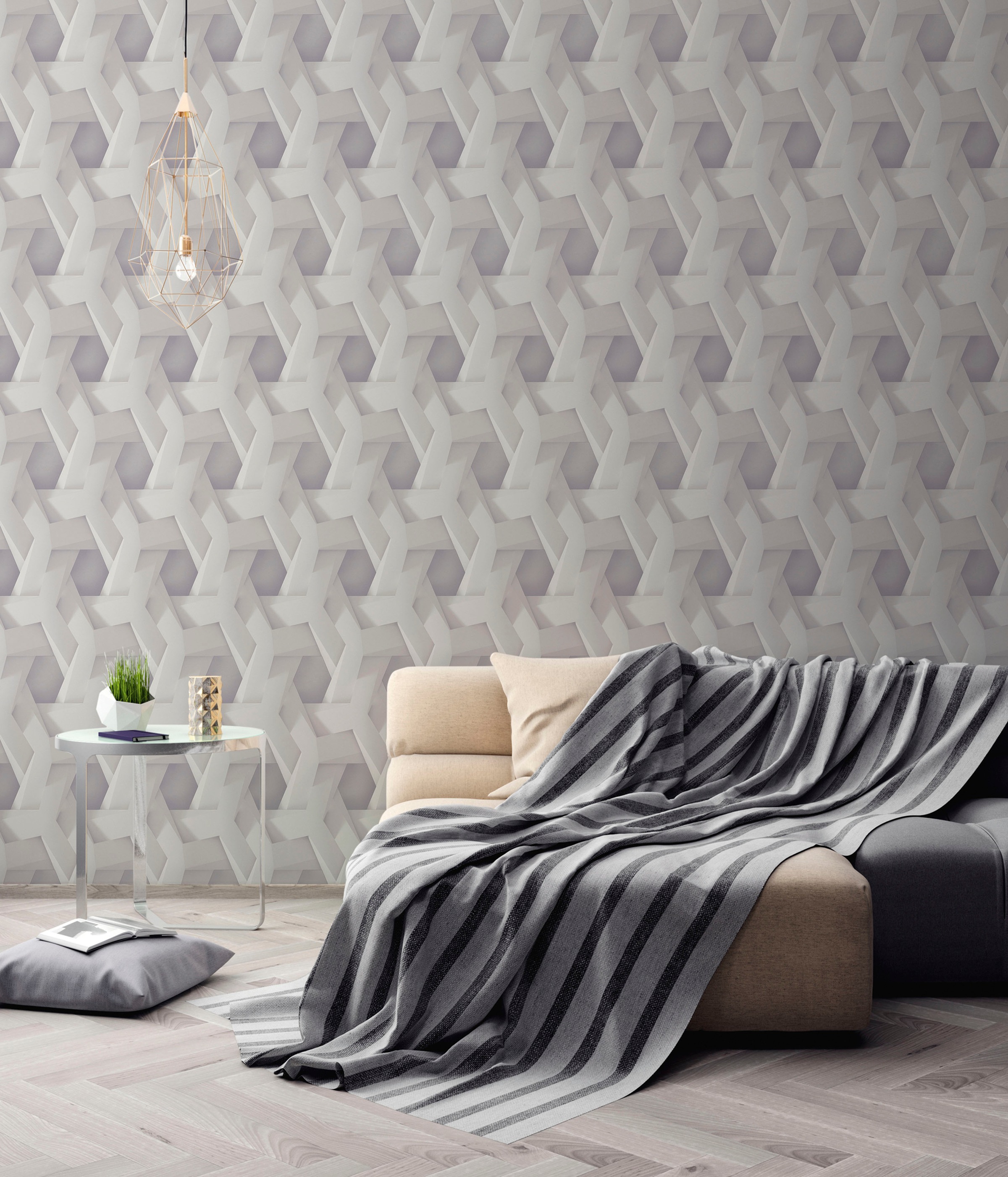 A.S. Création Vliestapete »PintWalls 3D Optik«, matt-gemustert-neutral, mit Tiefenwirkung Tapeten Wohnzimmer Schlafzimmer Küche modern Design
