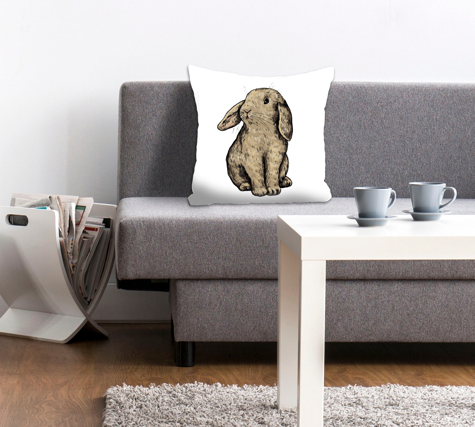 queence Dekokissen "Eilert" mit einem sitzenden Hasen günstig online kaufen